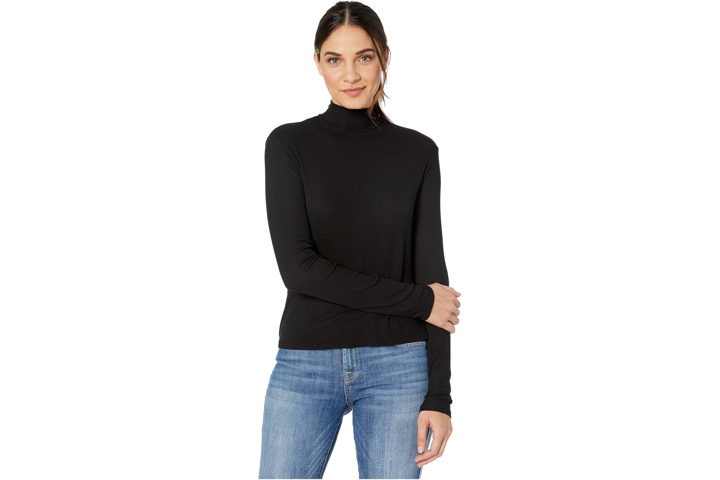 Splendid 2x1 Rib Eastsider Mock Neck Tee