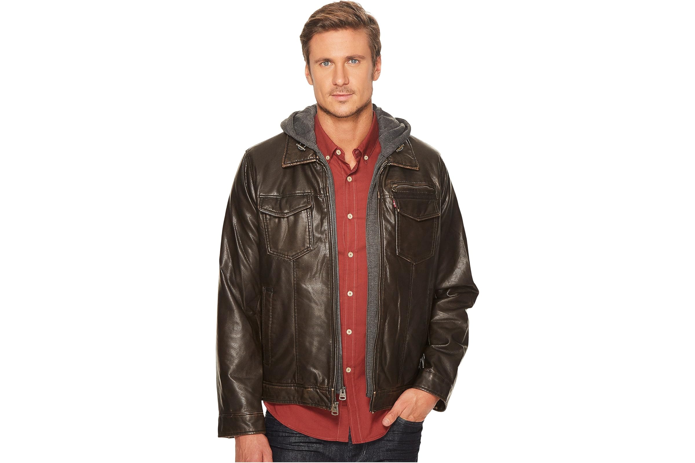 Levis Faux-Leather Trucker with Jersey Hood and Fleece Lining 13590₽