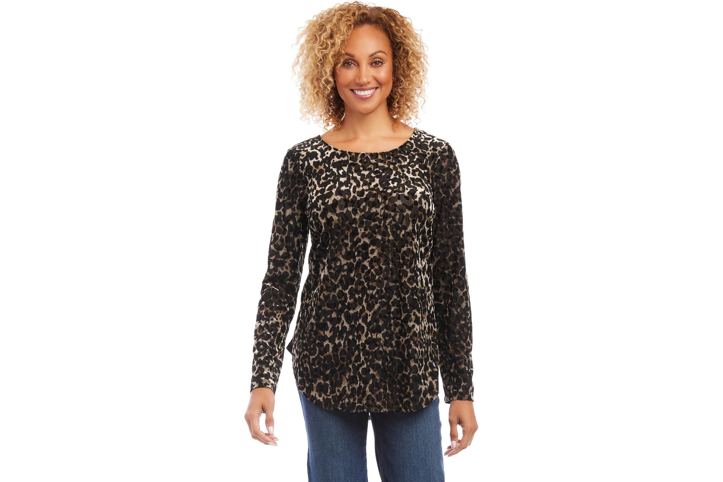 Karen Kane Velvet Burnout Shirttail Top