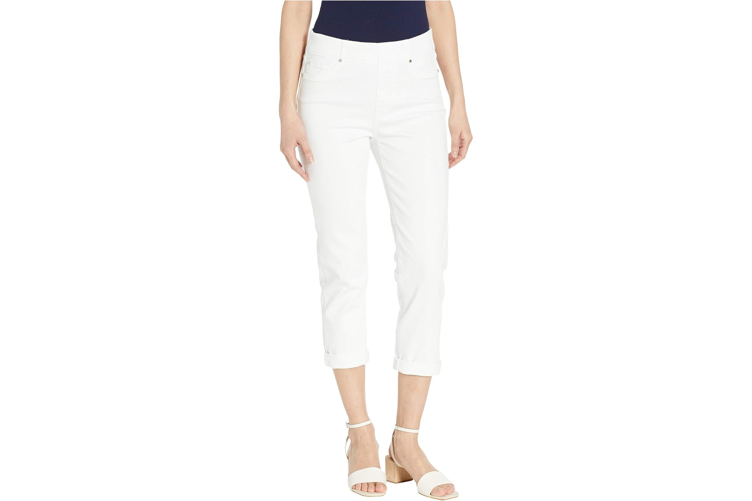 Liverpool Los Angeles Chloe Pull-On Crop Rolled Cuff in Bright White