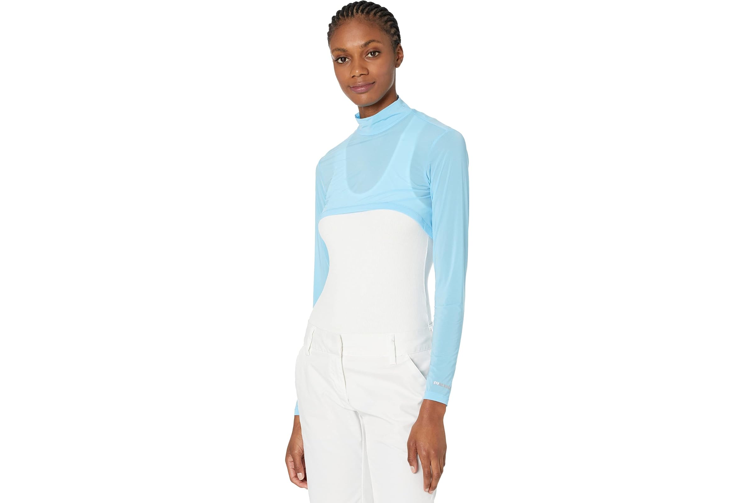 Jamie Sadock Sunsense 35 SPF Lightweight Long Sleeve Mock Neck Crop Layering Top