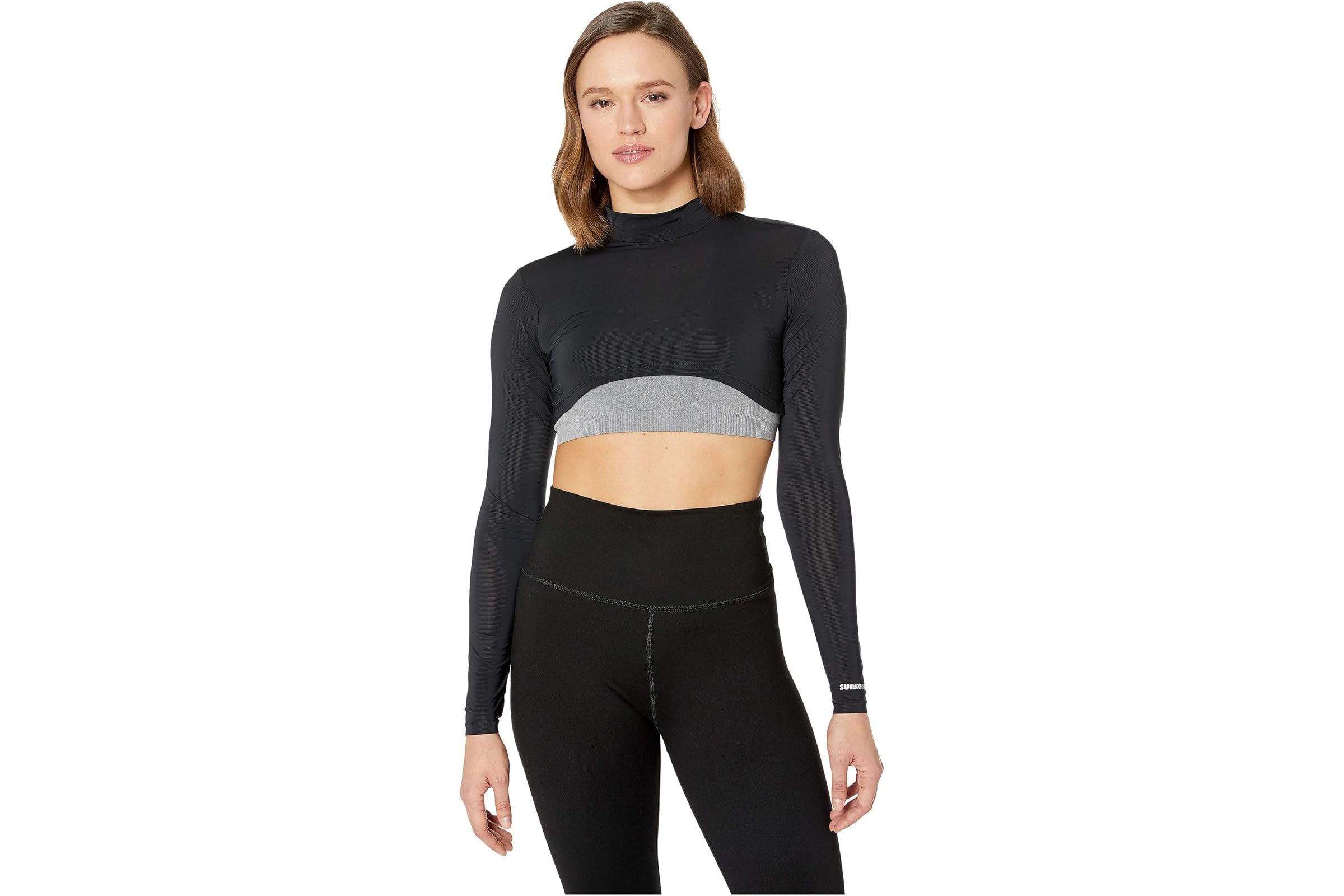 Jamie Sadock Sunsense 35 SPF Lightweight Long Sleeve Mock Neck Crop Layering Top 10690₽