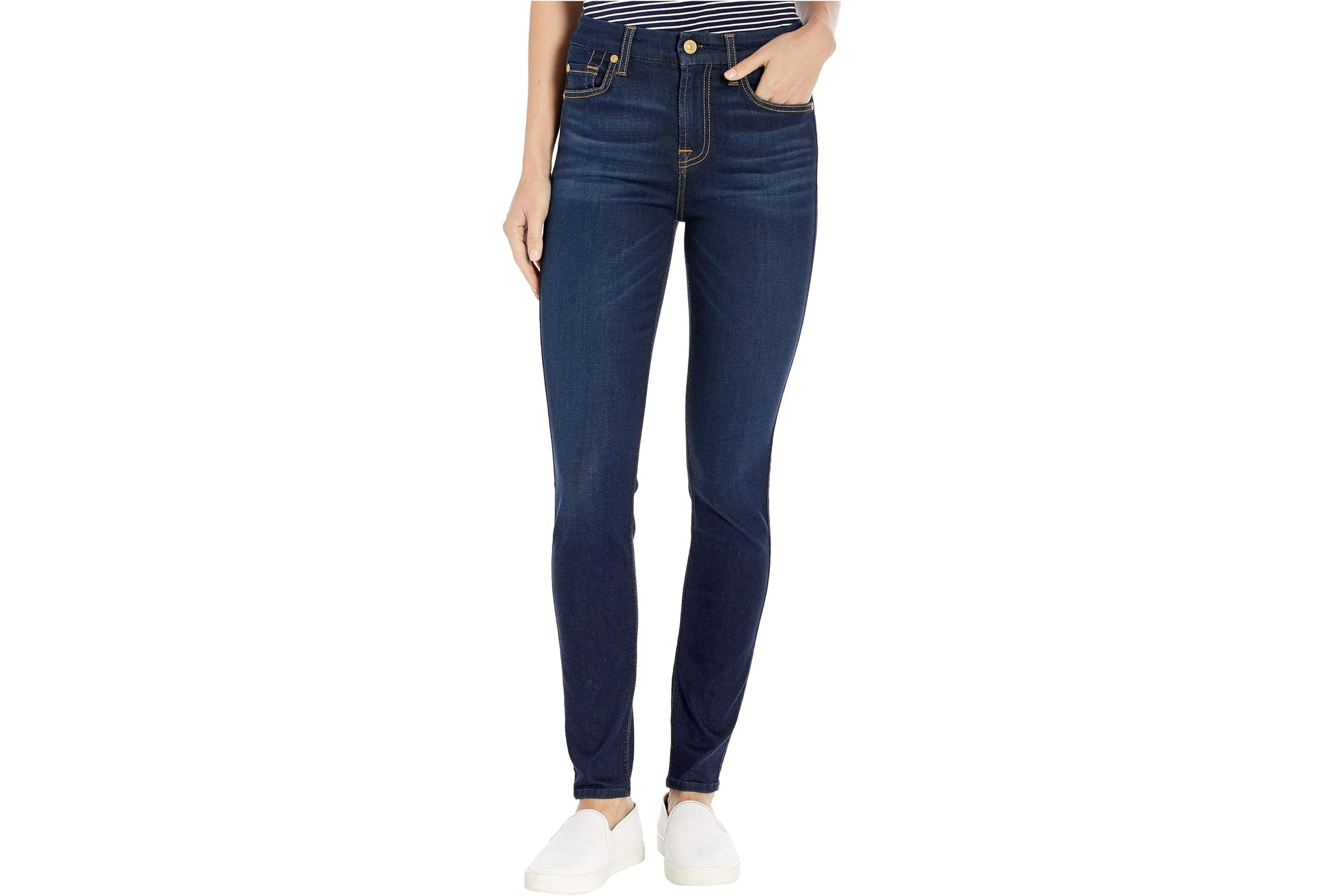 7 For All Mankind The High-Waist Ankle Skinny in Slim Illusion Tried - True