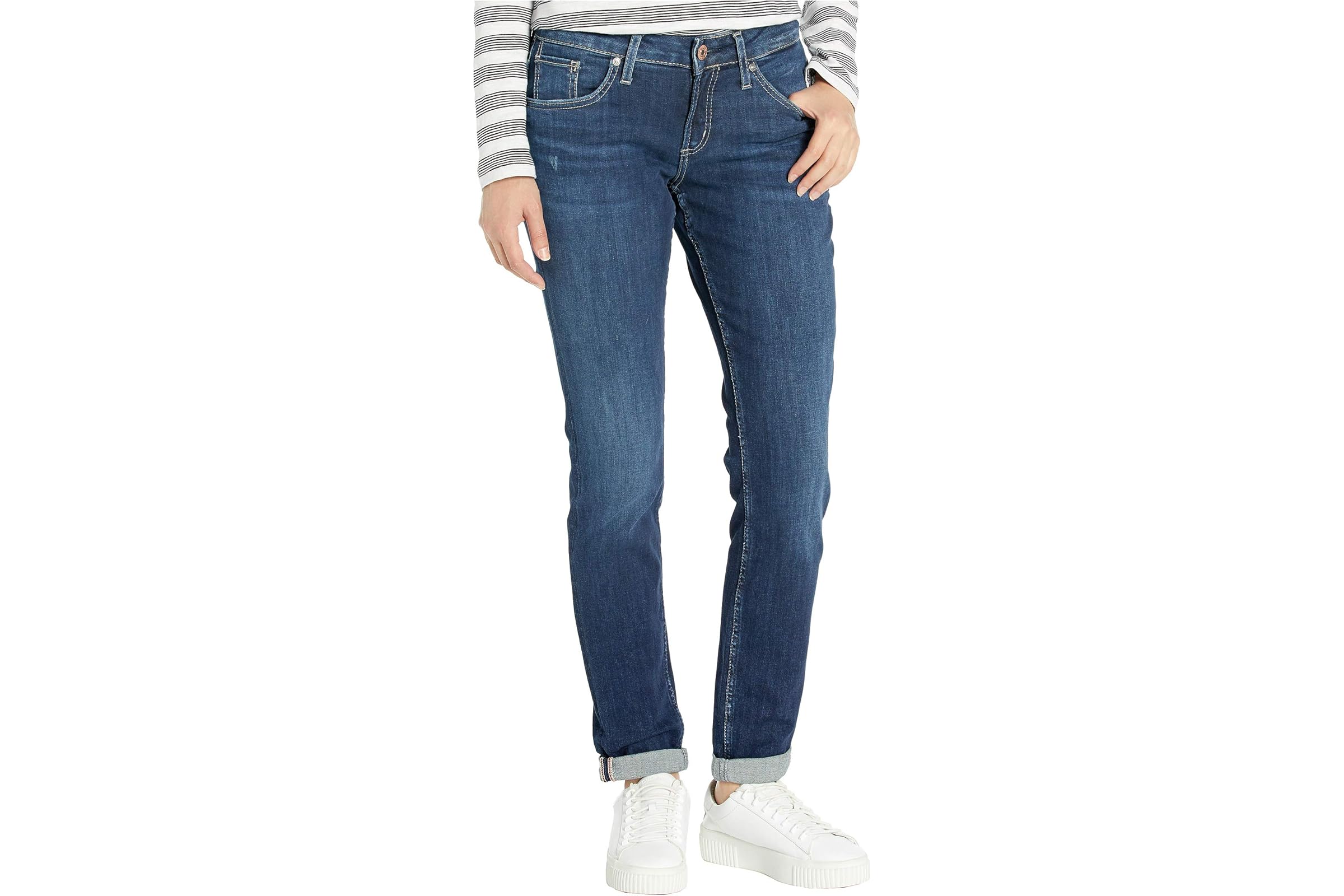 Silver Jeans Co Boyfriend Mid-Rise Slim Leg Jeans in Indigo L27101SSX365 11190₽