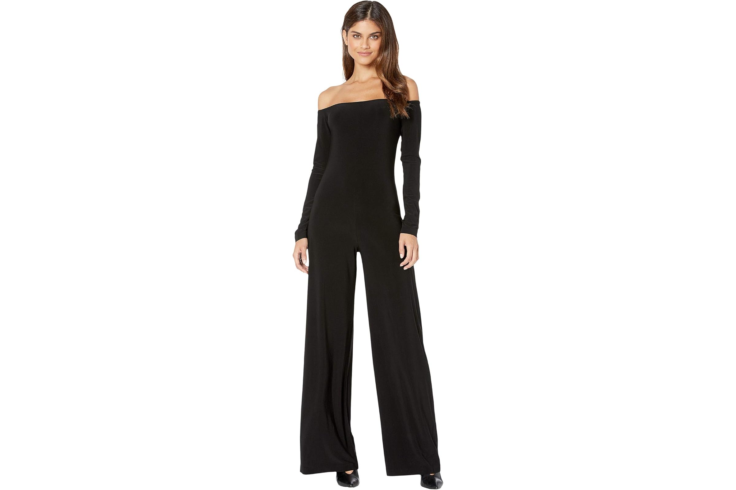 Norma Kamali Long Sleeve Off-Shoulder Jumpsuit