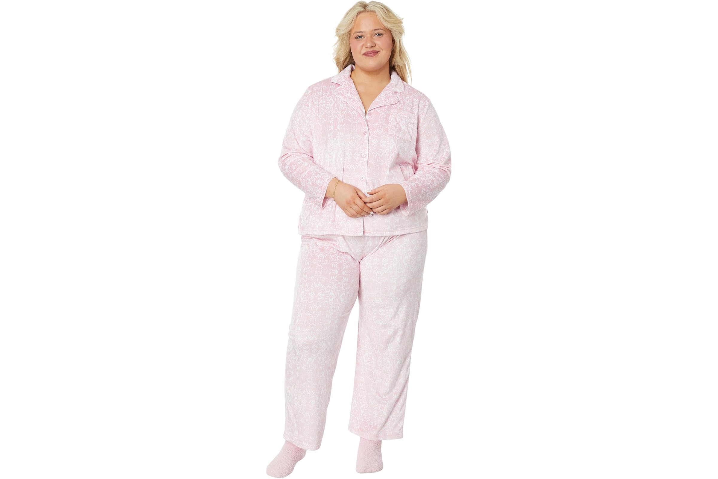 Karen Neuburger Plus Size Novelties Minky Long Sleeve Girlfriend PJ w/ Sock