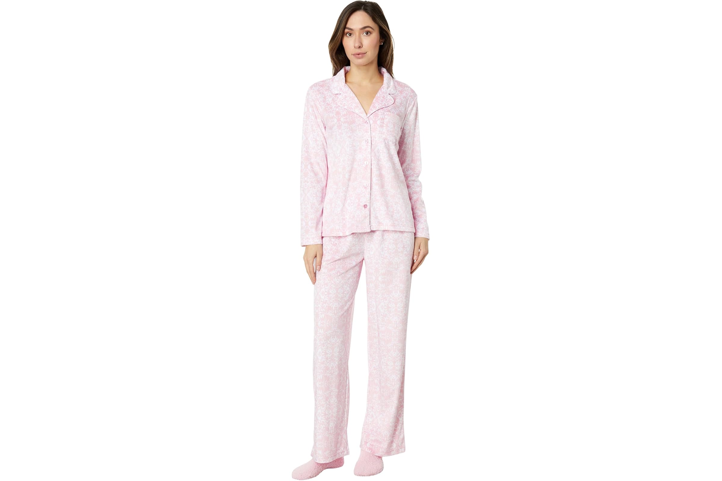 Karen Neuburger Petite Novelties Minky Fleece Long Sleeve Girlfriend PJ Set with Socks