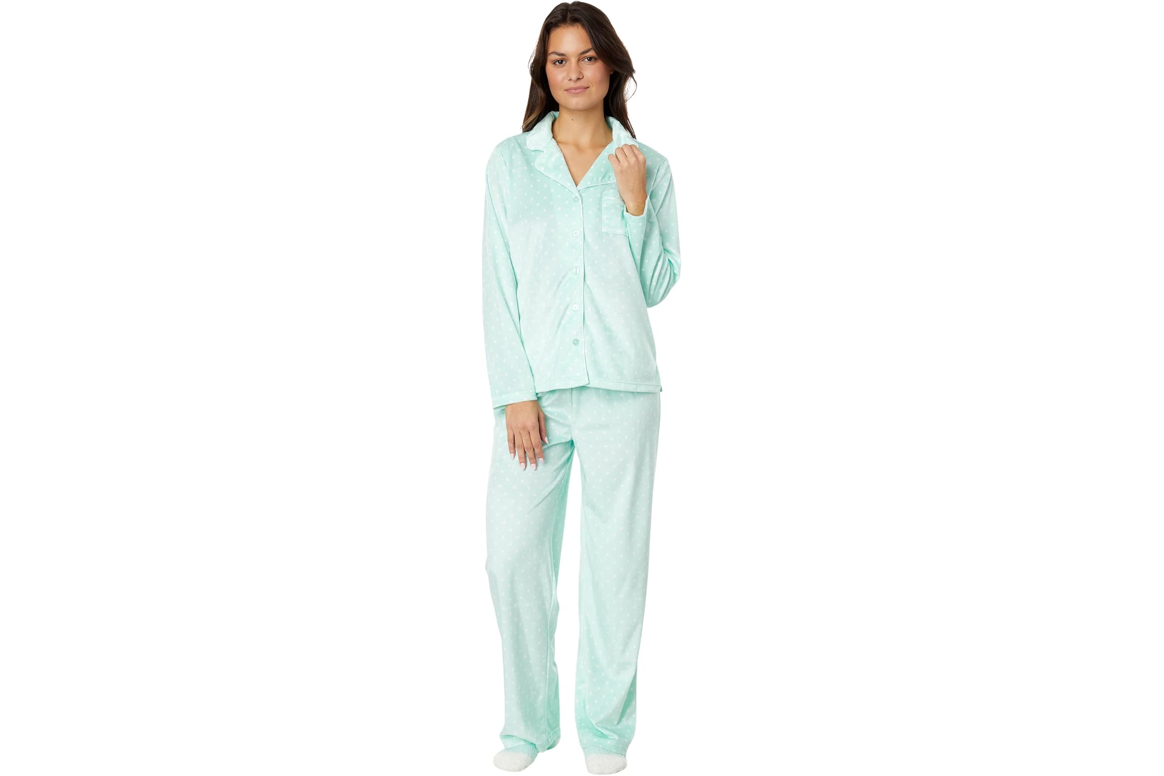 Karen Neuburger Novelties Long Sleeve Minky Fleece Girlfriend PJ Set with Socks