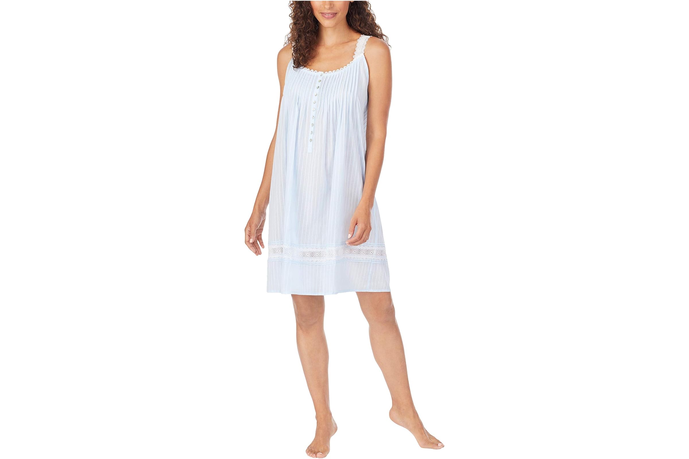 Eileen West Cotton Dobby Stripe Woven Sleeveless Short Nightgown