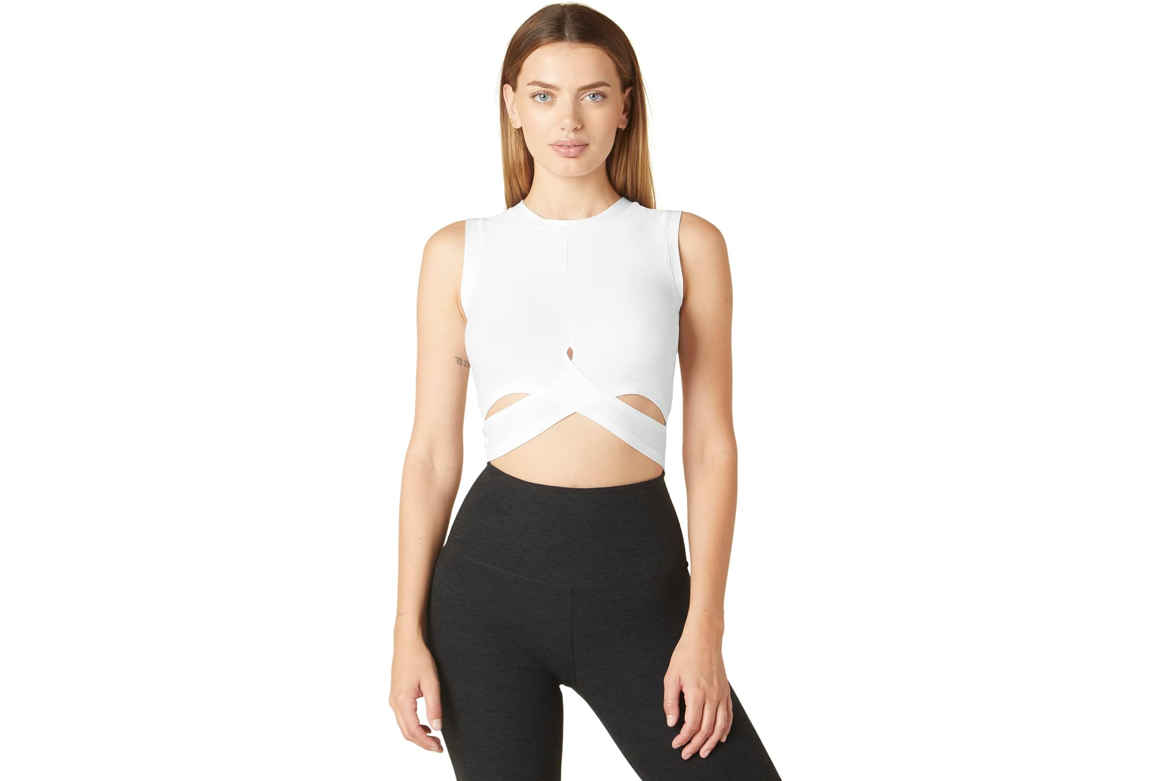 Beyond Yoga Under Over Lightweight Cropped Muscle Tank