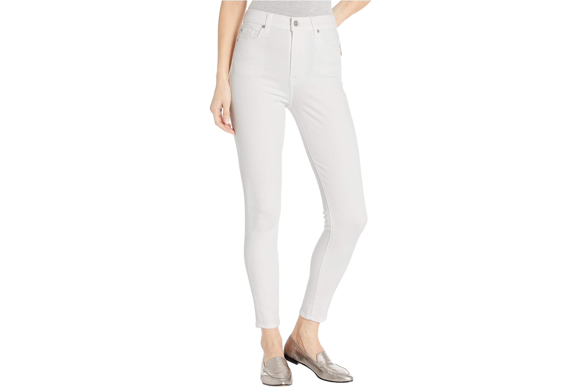 7 For All Mankind High-Waist Ankle Skinny in Slim Illusion White