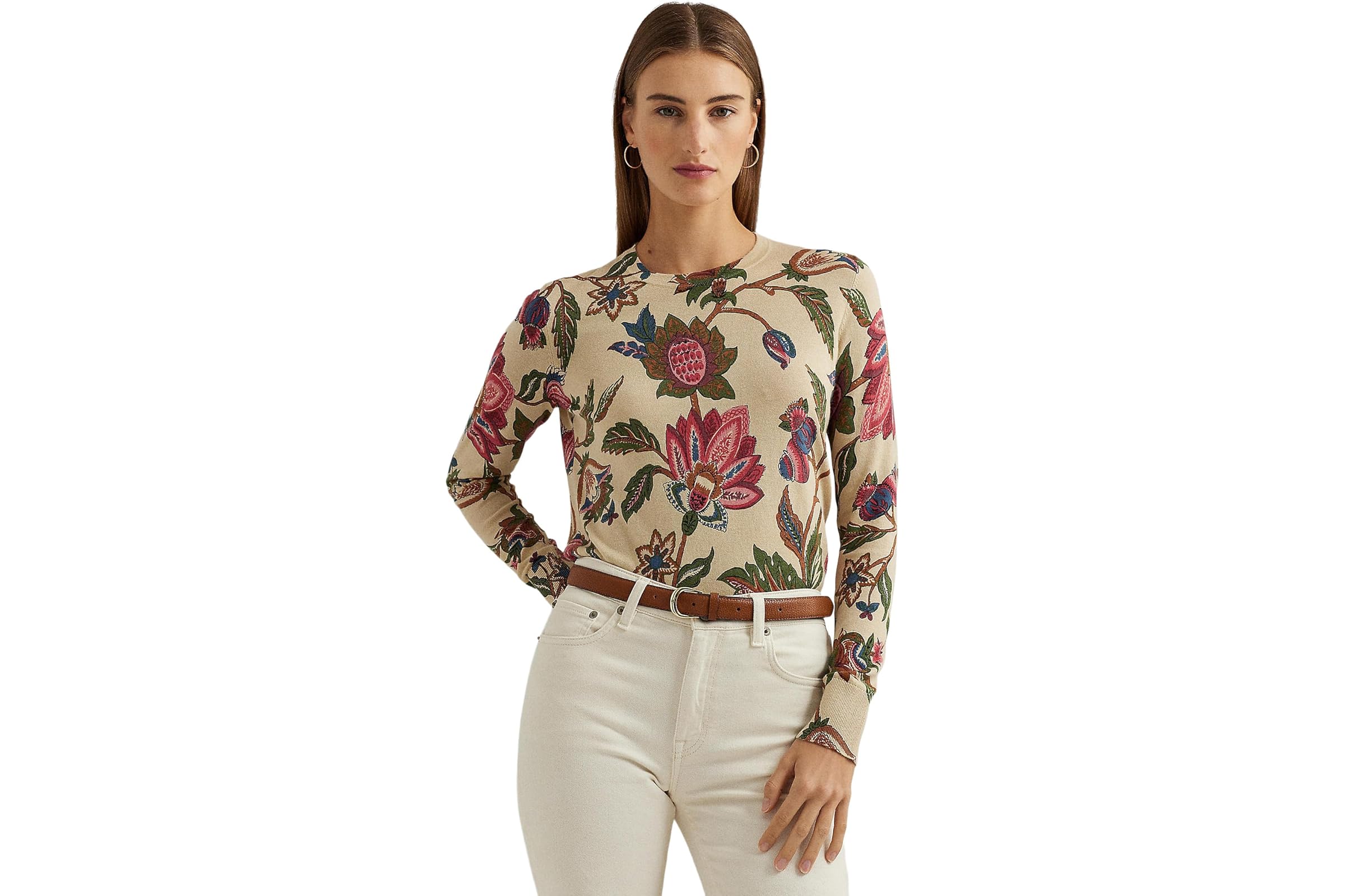 LAUREN Ralph Lauren Floral Cotton-Blend Sweater