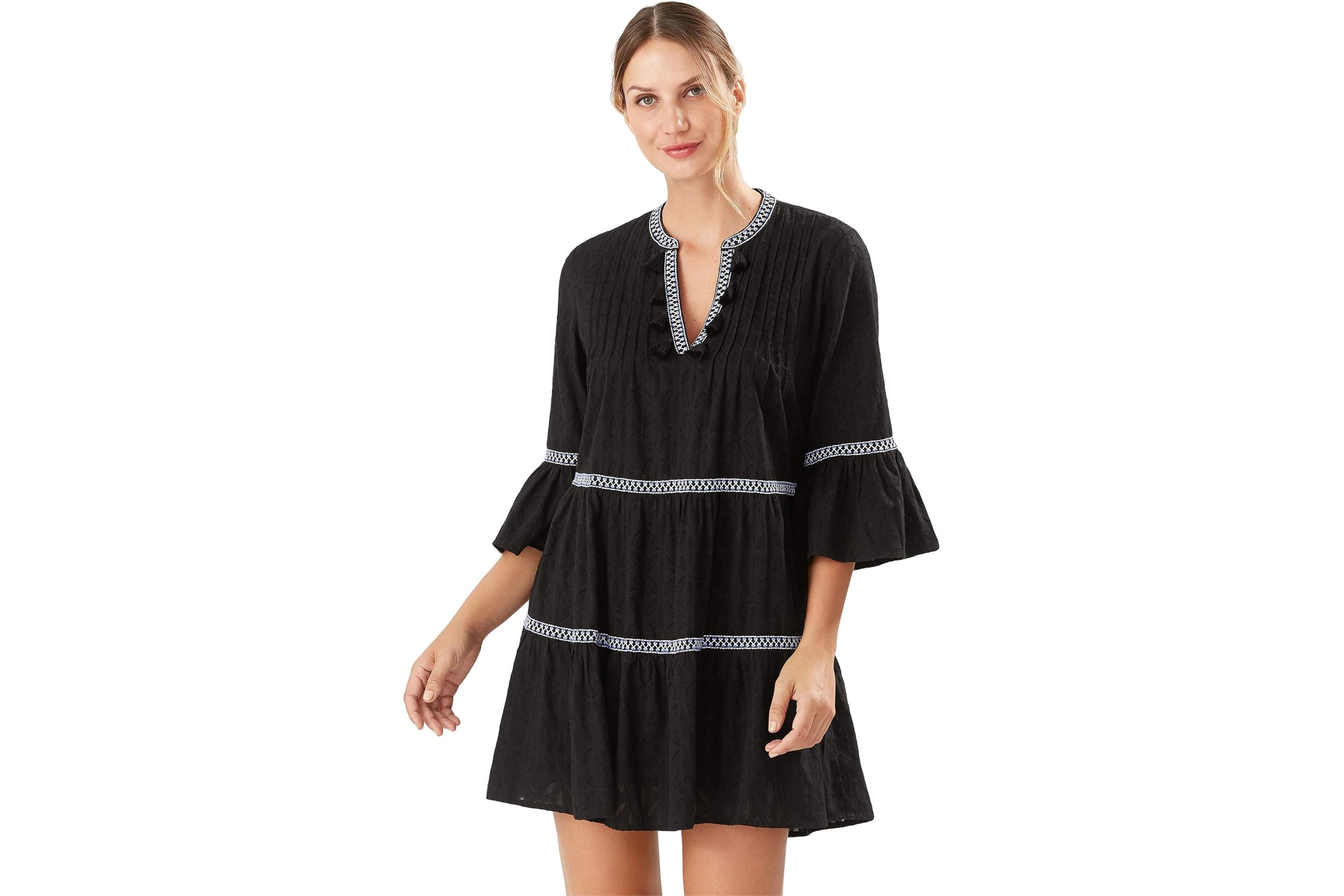 Tommy Bahama Cotton Clip Embellished Tier Dress