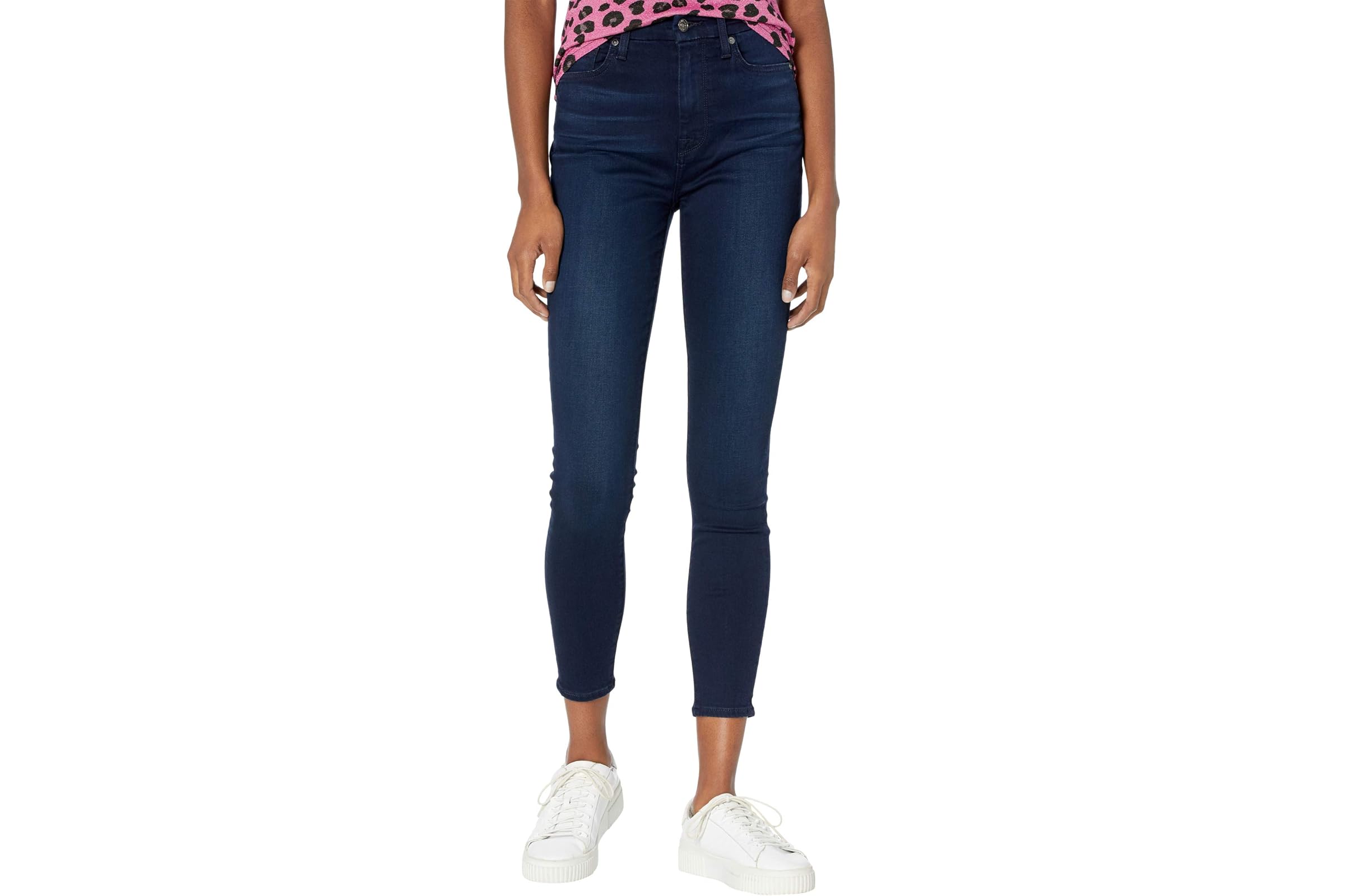 7 For All Mankind High-Waist Ankle Skinny in Slim Illusion Twilight Blue