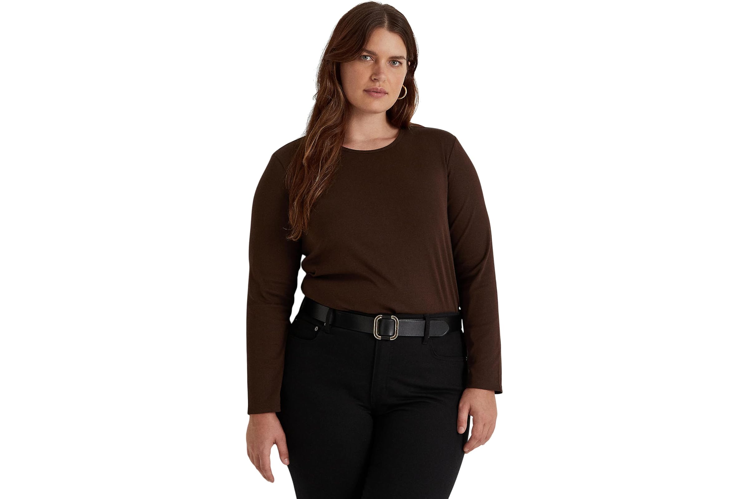 LAUREN Ralph Lauren Plus Size Cotton-Blend Long Sleeve Top