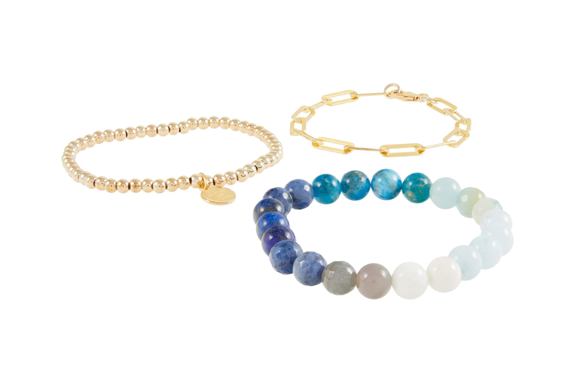 Dee Berkley Blue Ombre Gemstone Bracelet Stack