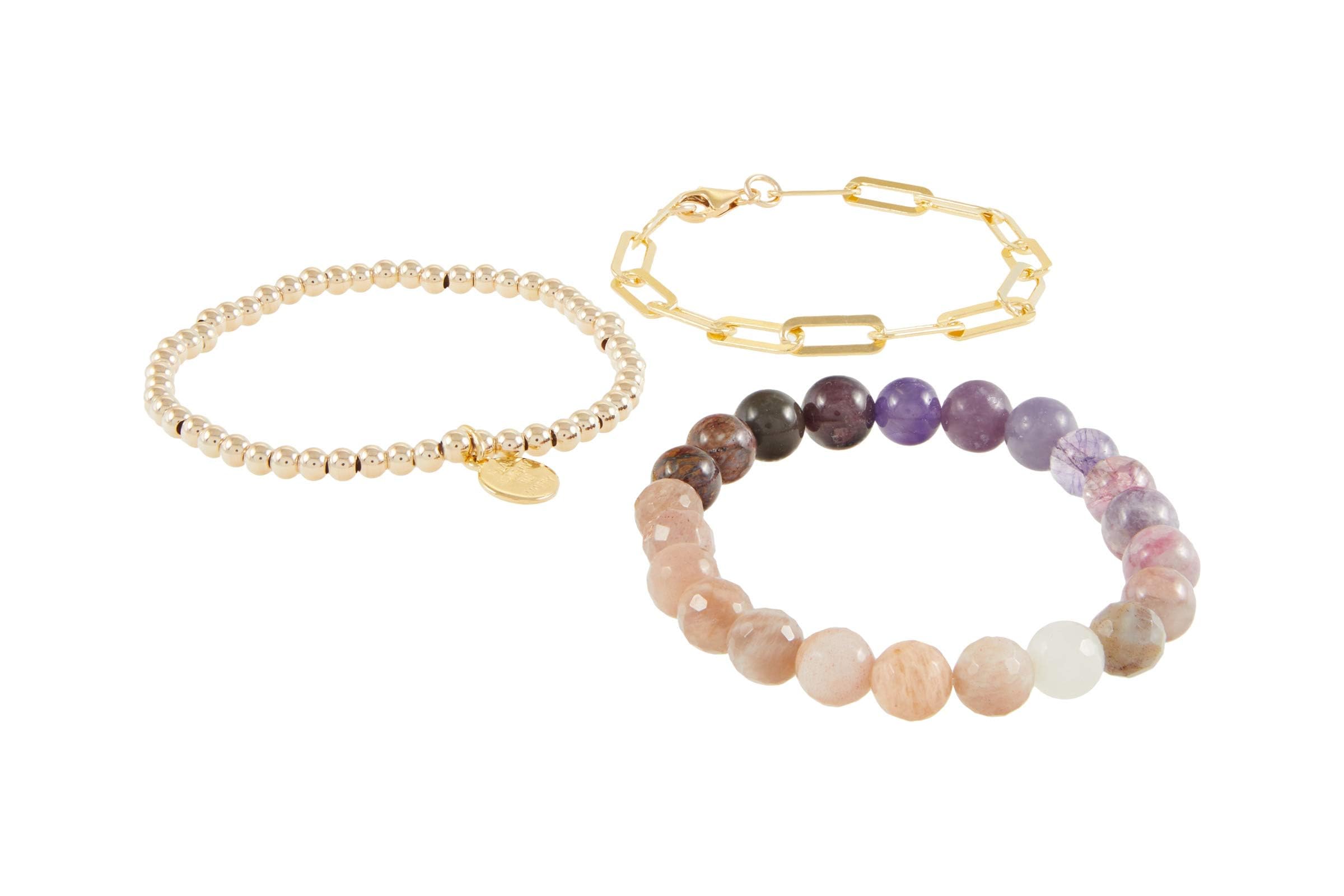 Dee Berkley Purple Ombre Gemstone Bracelet Stack