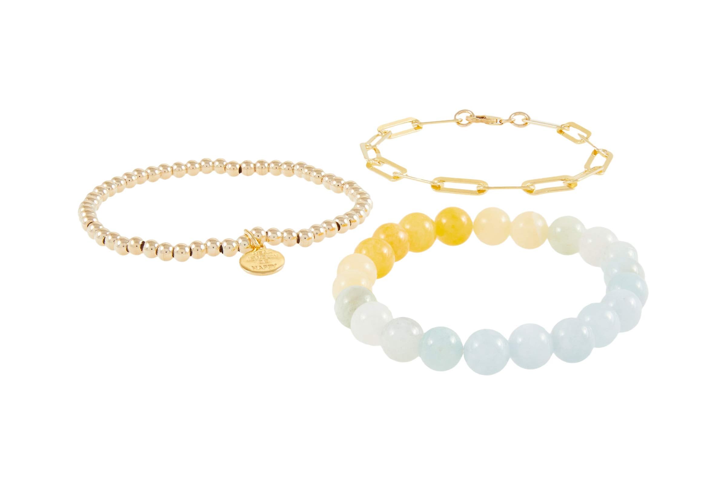 Dee Berkley Yellow Ombre Gemstone Bracelet Stack