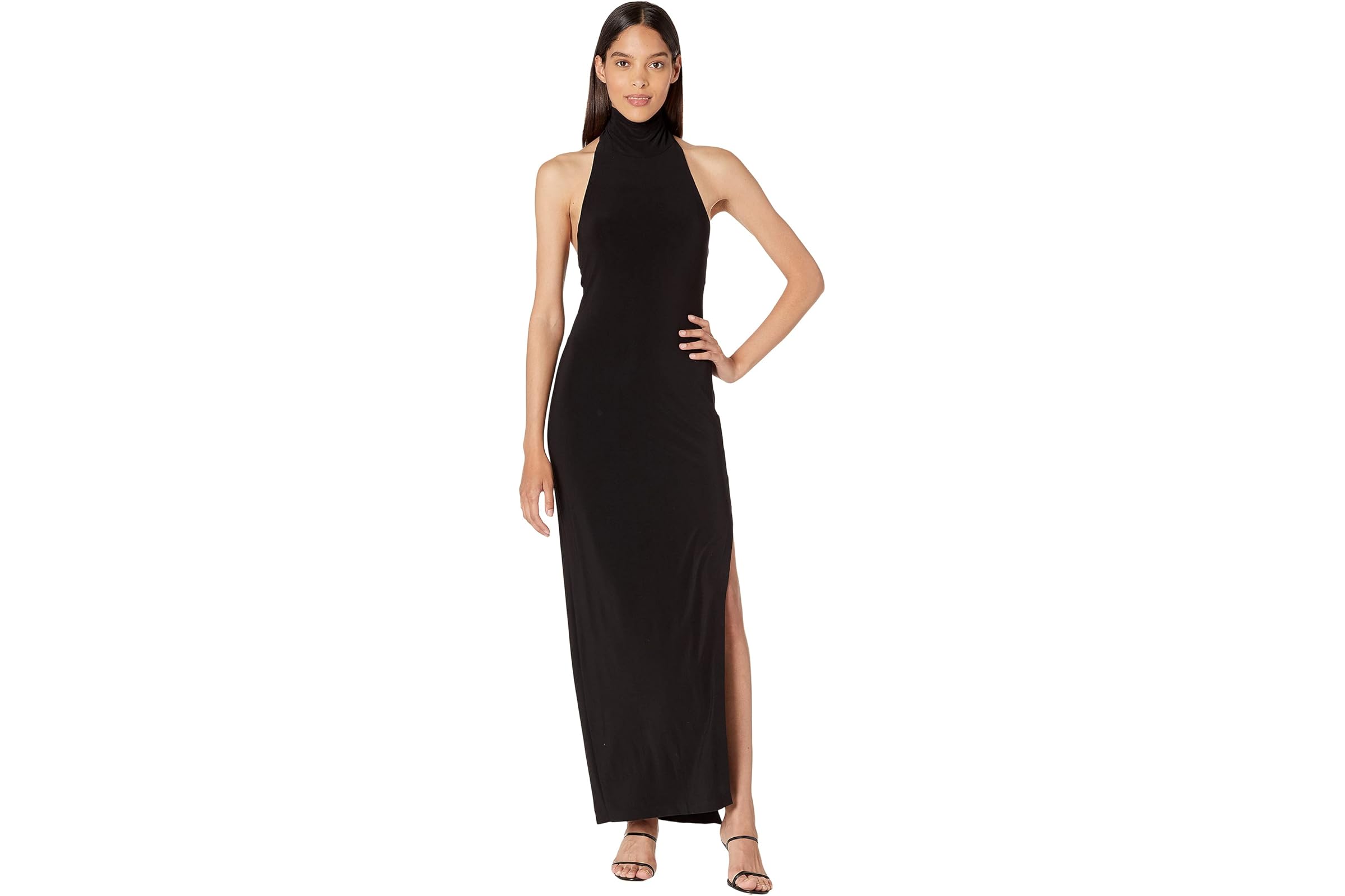 Norma Kamali Halter Turtle Side Slit Gown 26290₽