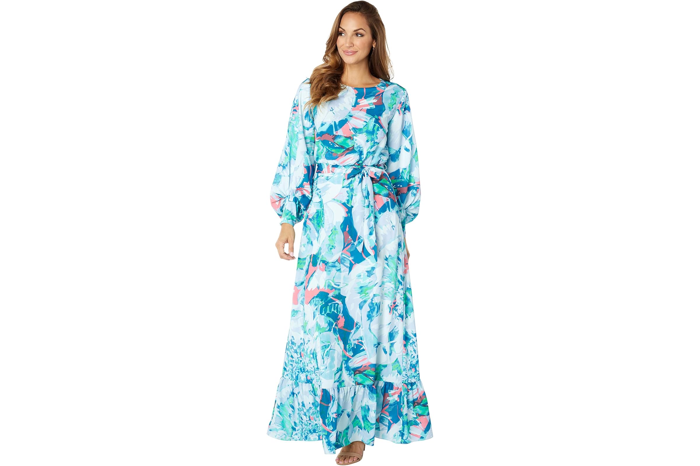 ONE33 Social Crepe De Chine Print Blouson Dress