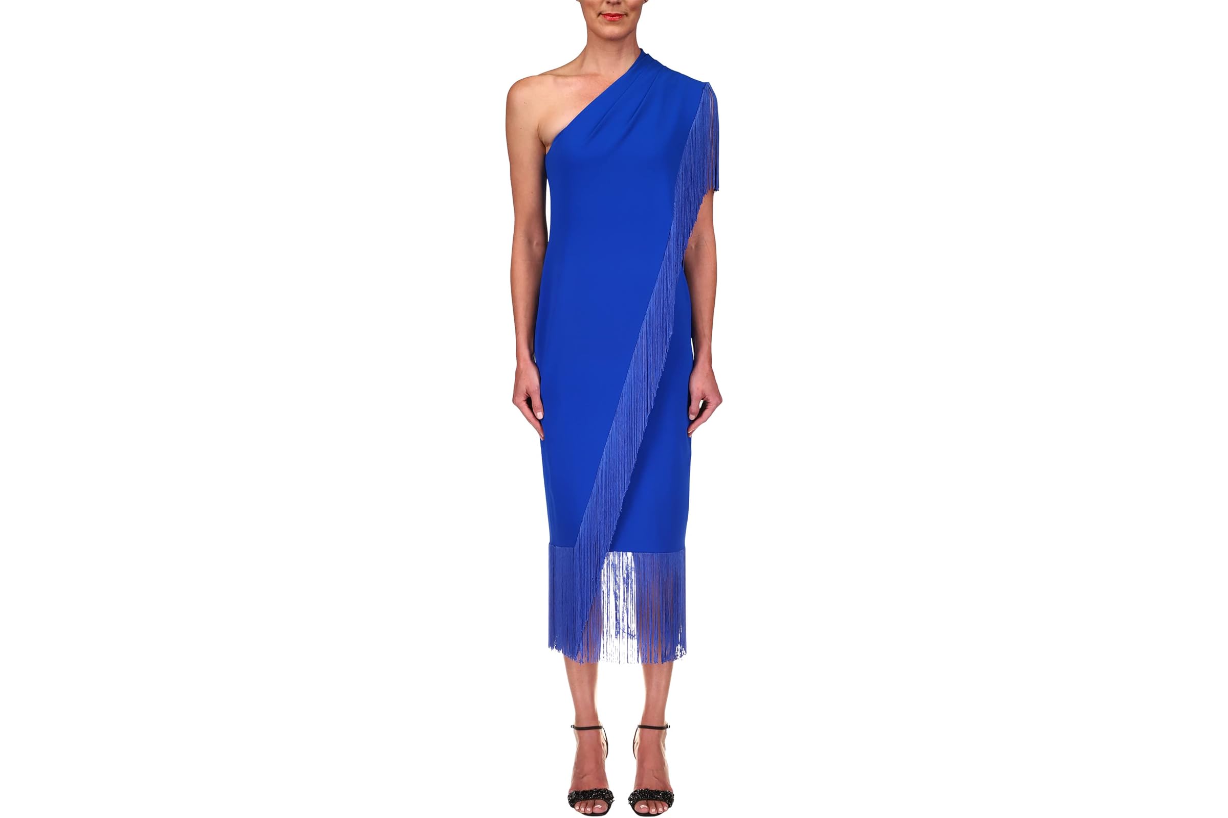 Badgley Mischka Stretch Crepe Fringe Dress 71890₽