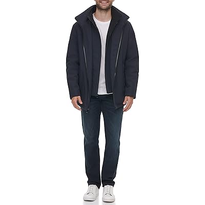 Calvin Klein Hooded Rip Stop Water and Wind Resistant Jacket with Fleece Bib