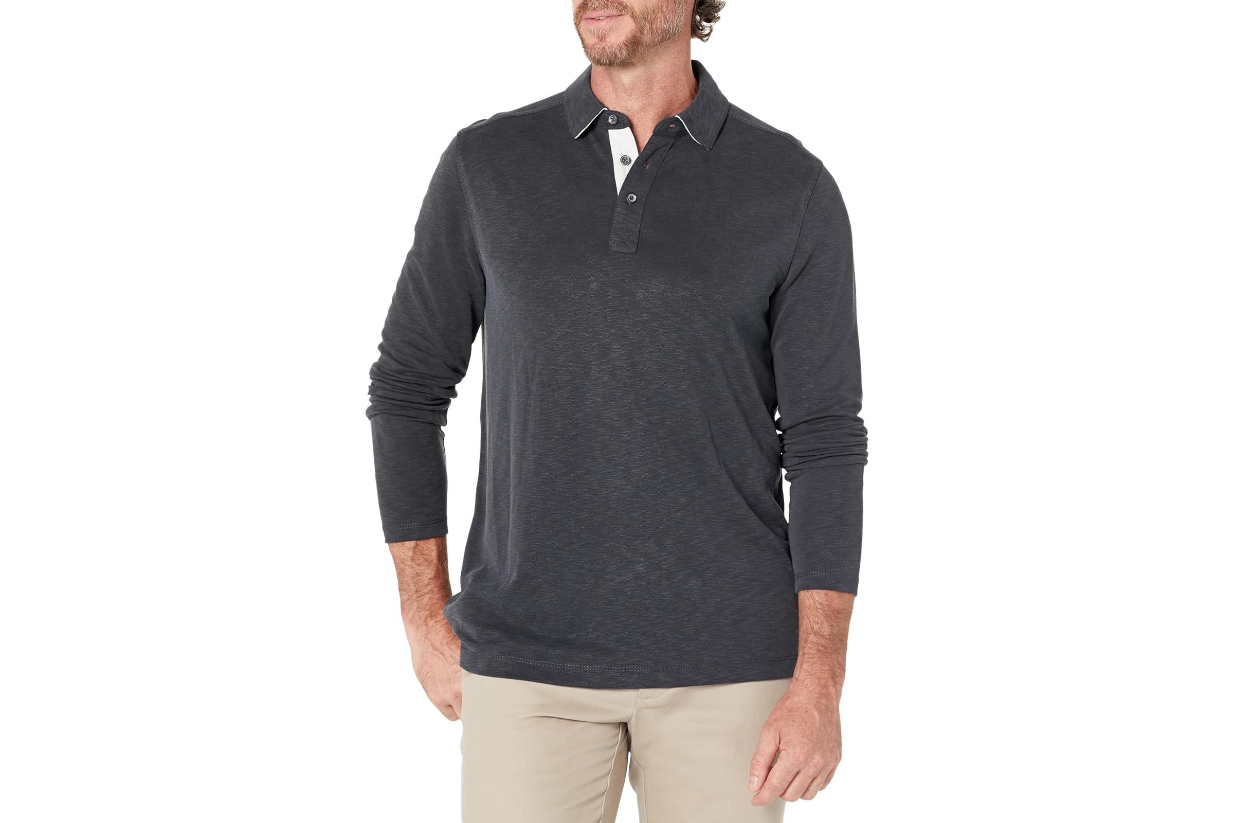 Johnston - Murphy Vintage Slub Long Sleeve Polo