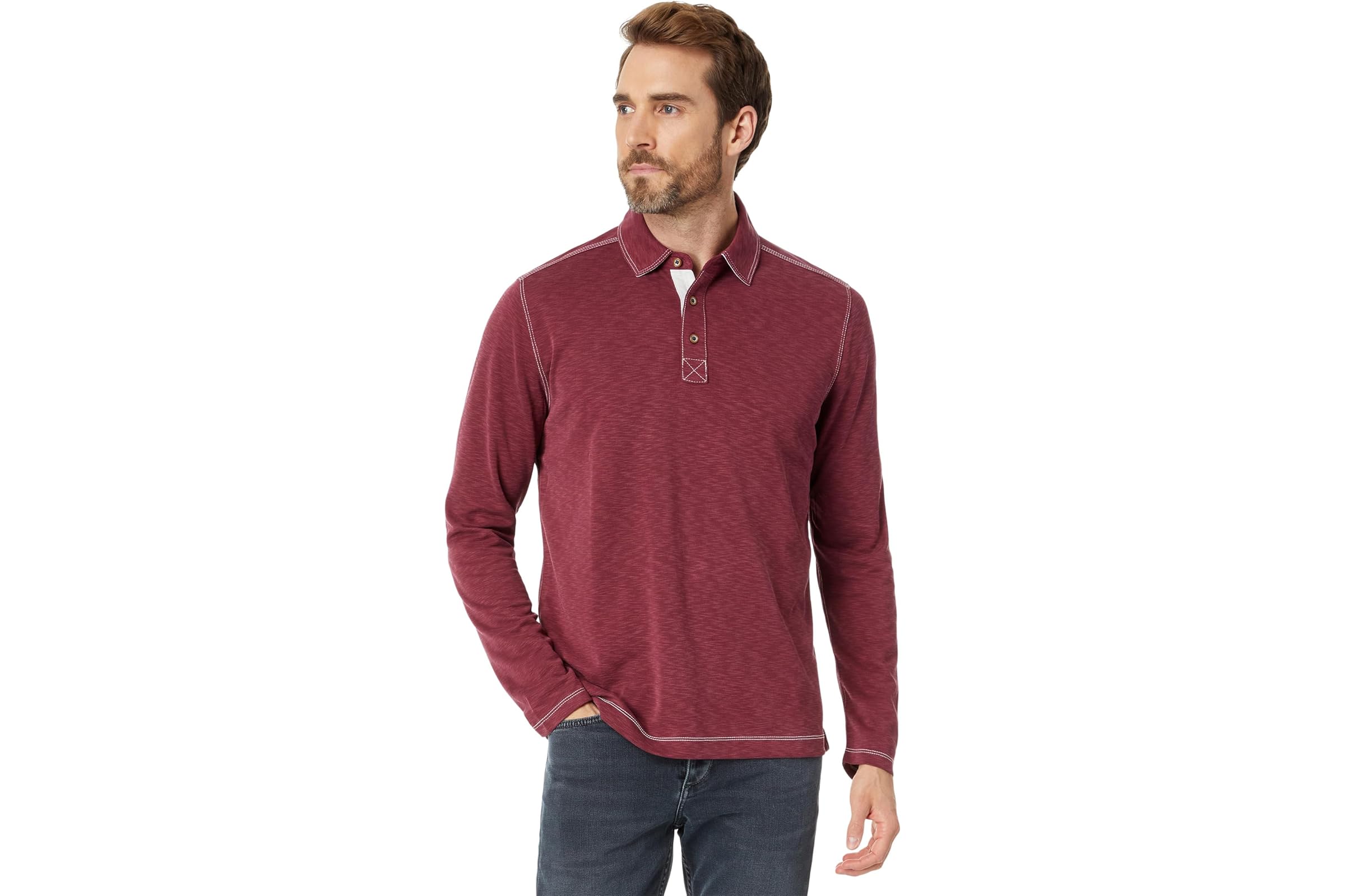 Johnston - Murphy Vintage Slub Long Sleeve Polo