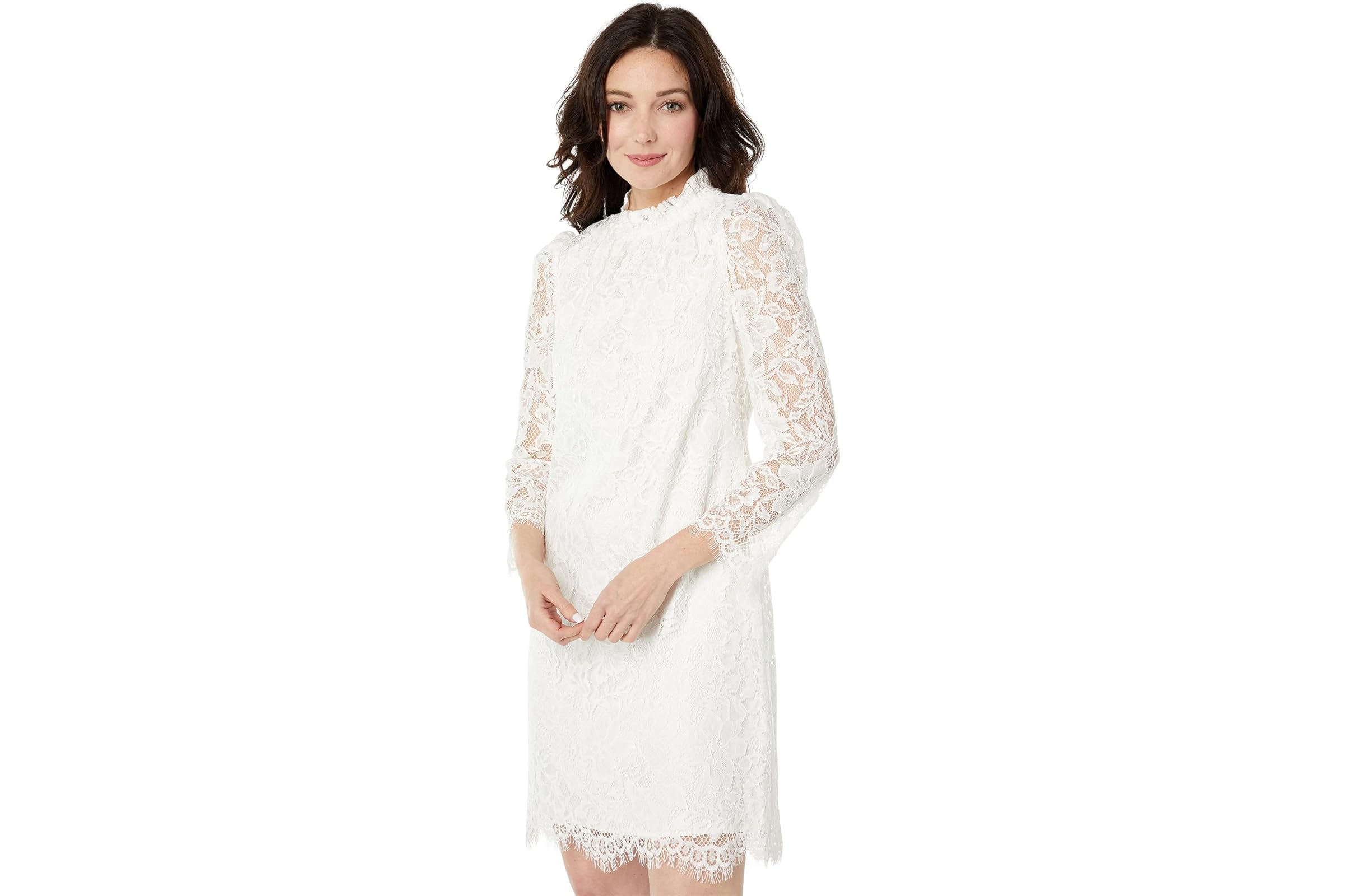 Vince Camuto Lace Ruffle Shirring Neck Shift 22390₽