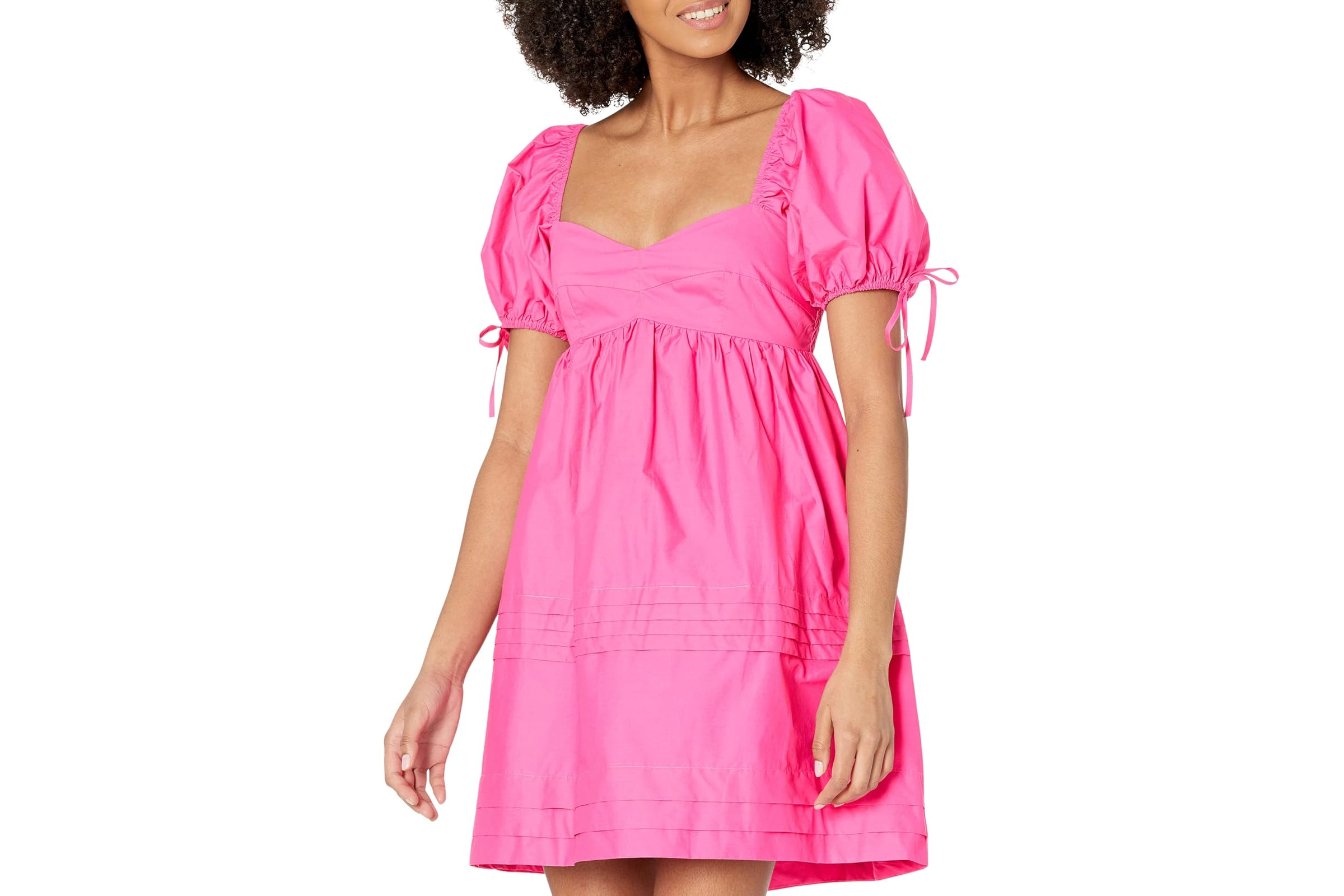 English Factory Pleated Detail Puff Sleeve Mini Dress