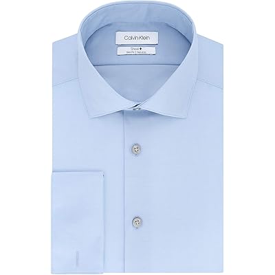 Мужская рубашка Calvin Klein Calvin Klein Dress Shirt Slim Fit Non Iron Solid French Cuff