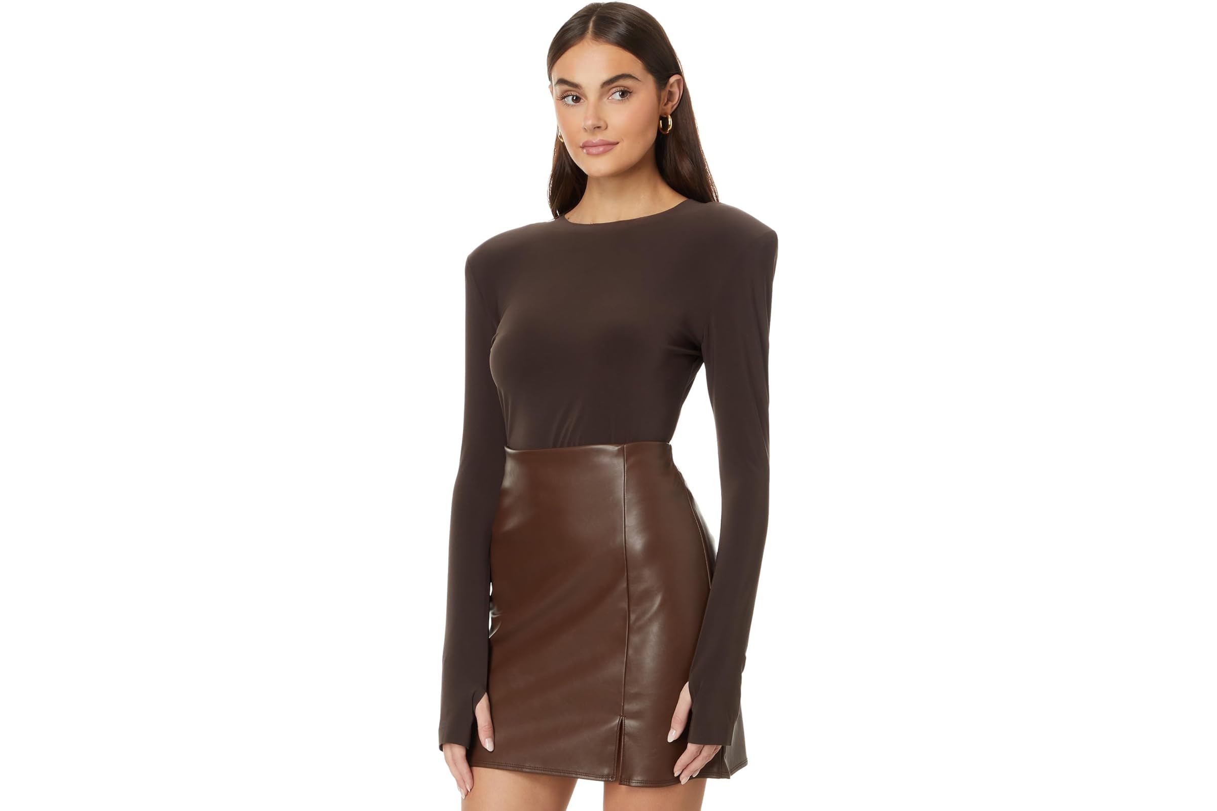 Norma Kamali Shoulder Pad Long Sleeve Crew Top 29790₽