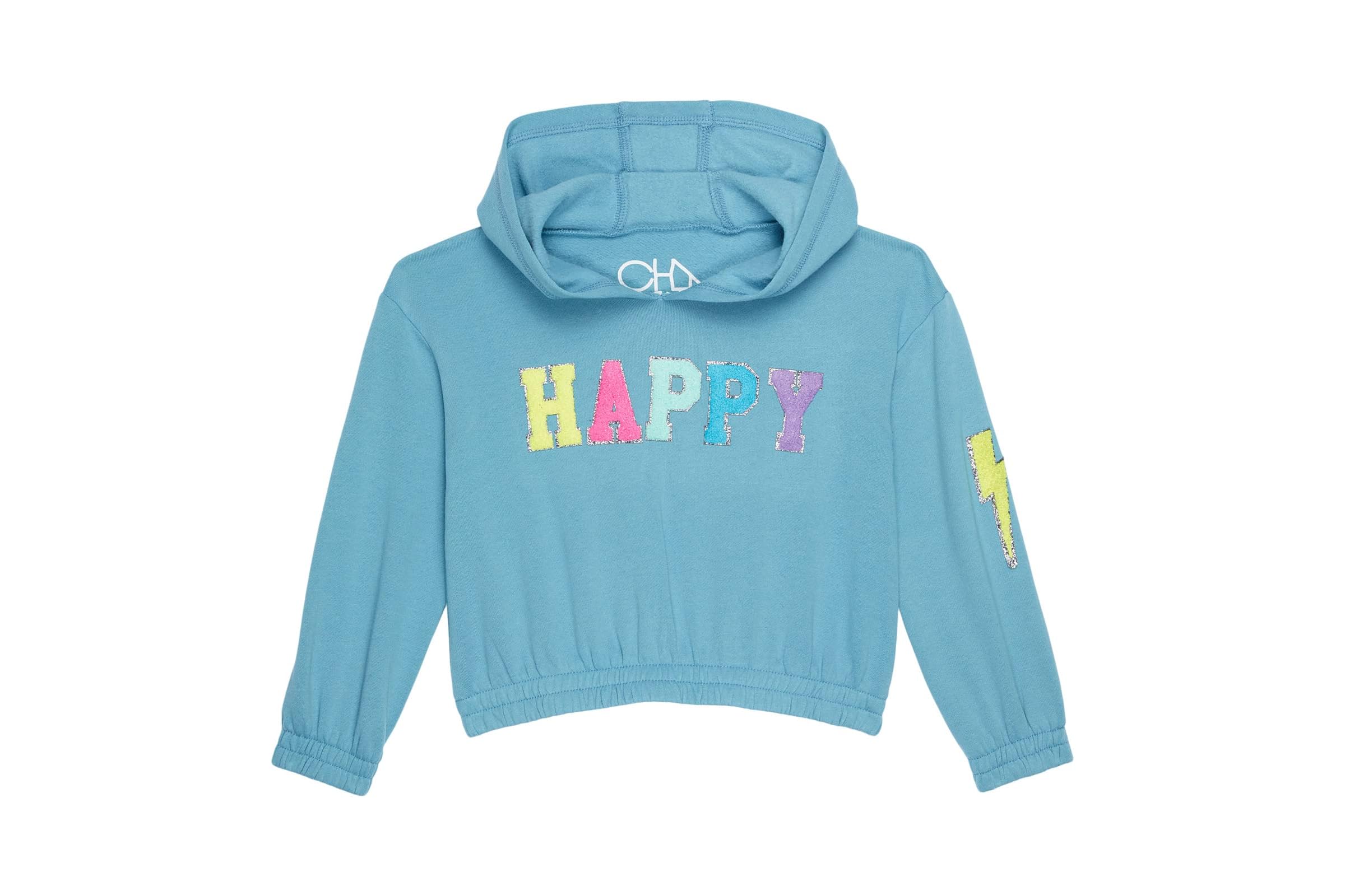 Chaser Kids Glitter Smiley Vintage Fleece Hoodie w/Chenille Patches (Toddler/Little Kids)