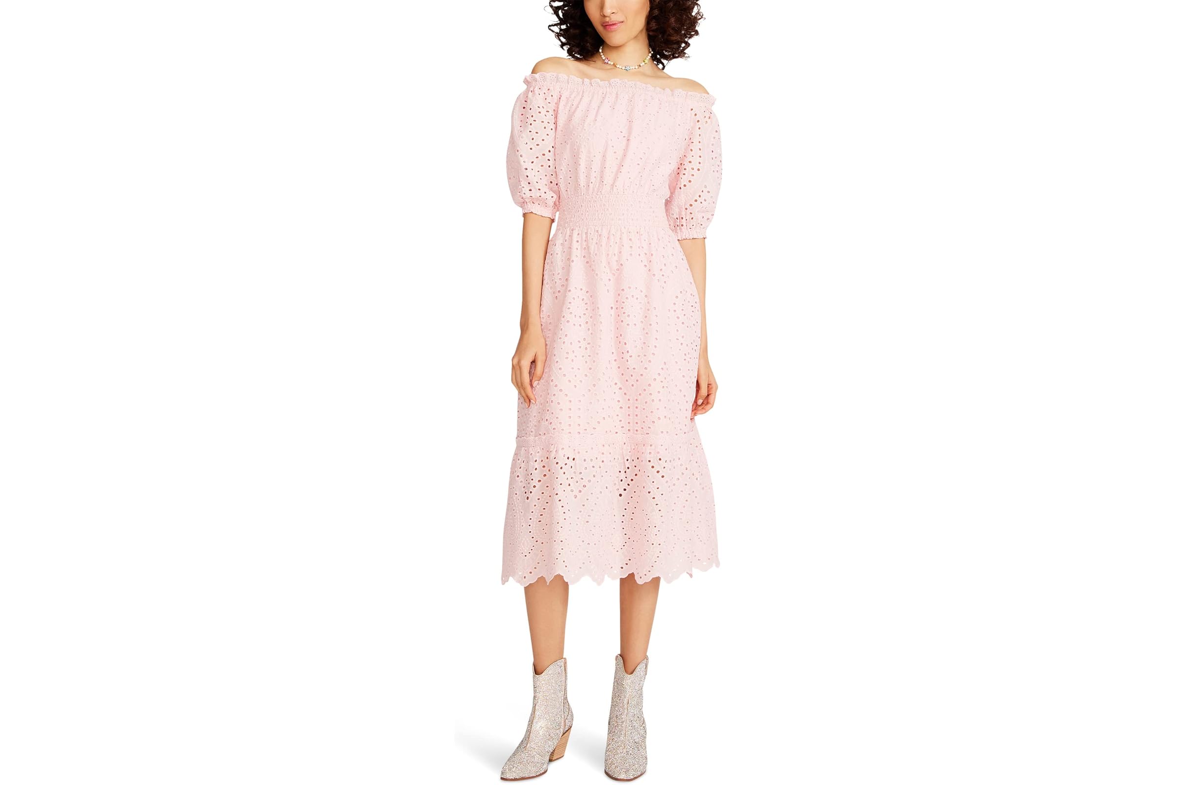 Betsey Johnson OnOff Shoulder Cotton Eyelet Midi 16990₽