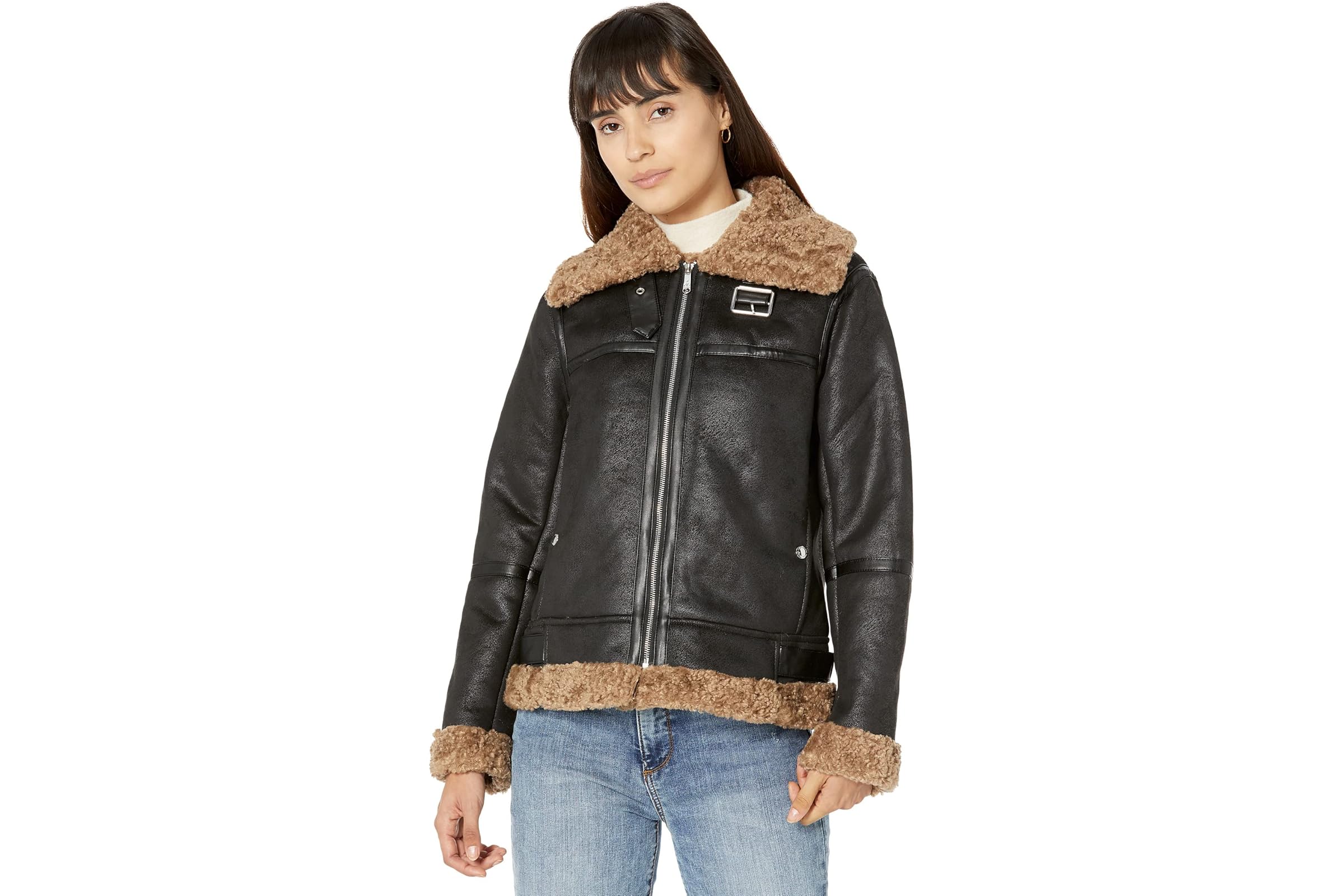 Sam Edelman Short Aviator with Shearling Detail 50790₽