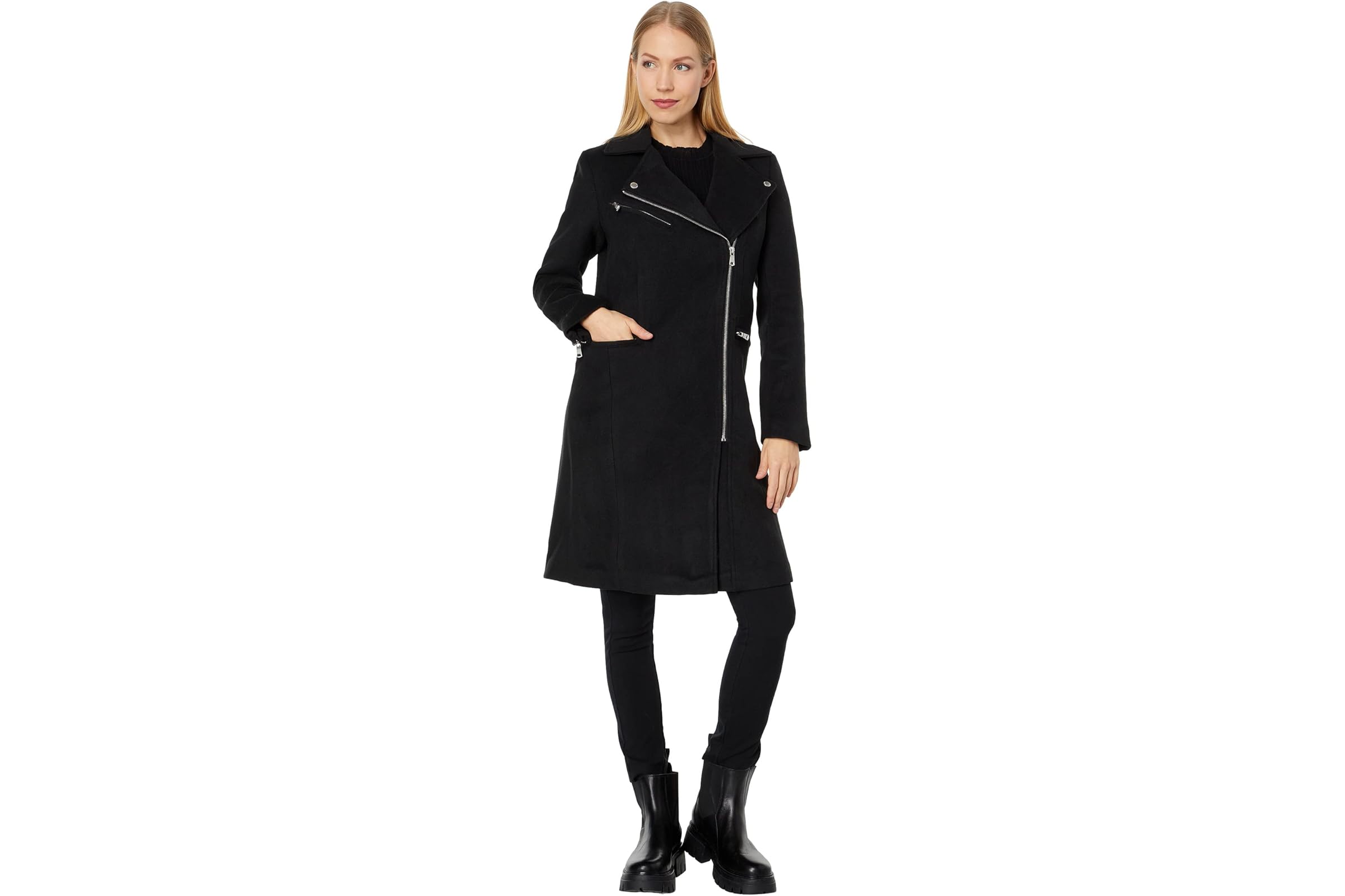 Avec Les Filles Wool Blend Moto Coat