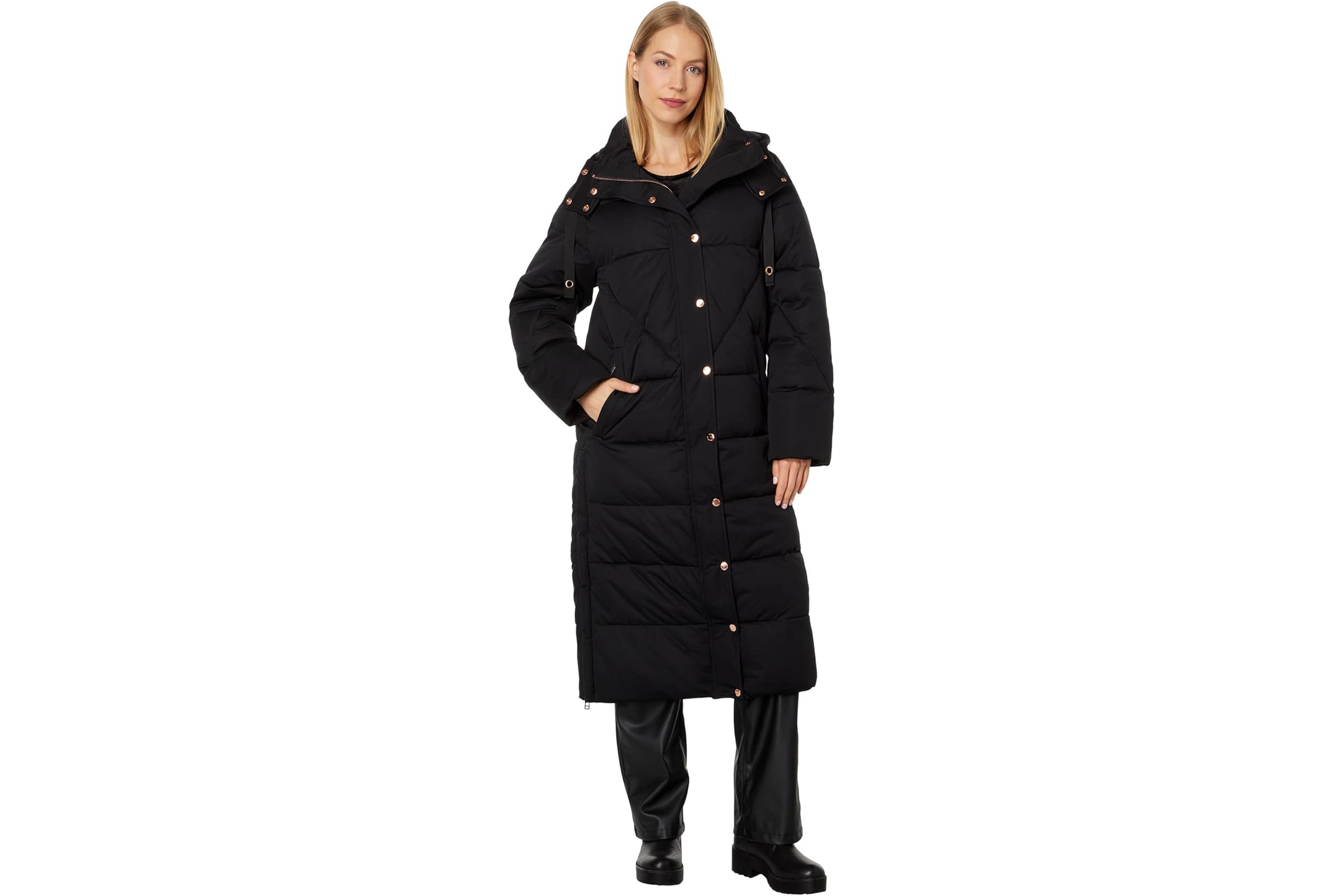 Avec Les Filles Rose Gold Hardware Longline Puffer