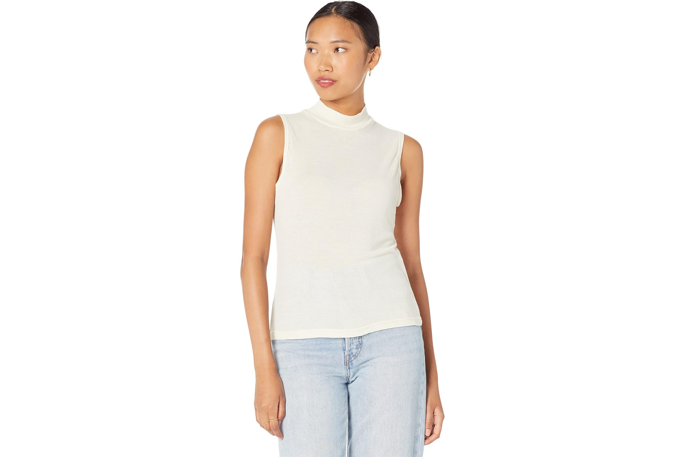MONROW Sheer Mock Neck Tank