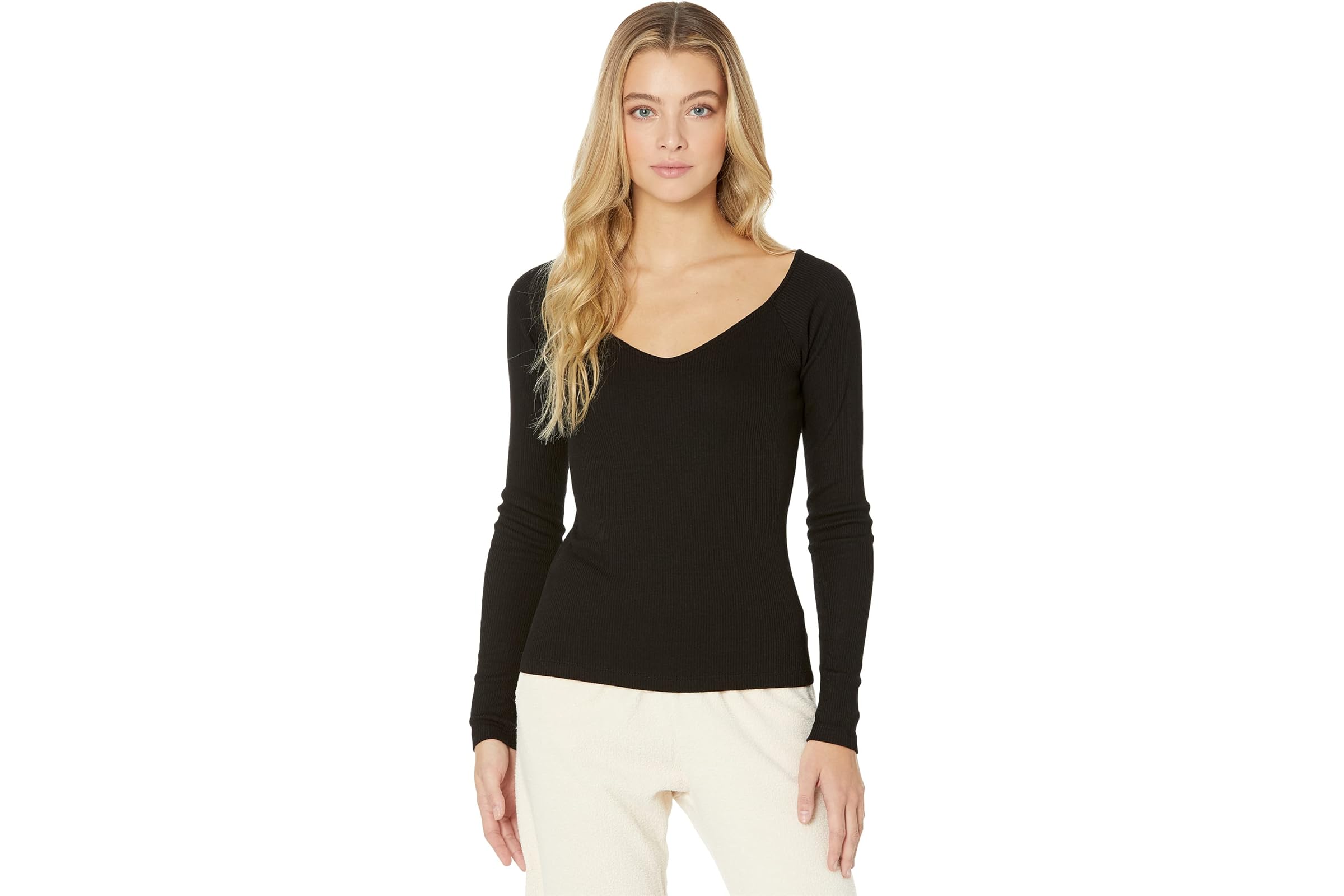 MONROW Rib V Off Shoulder Top