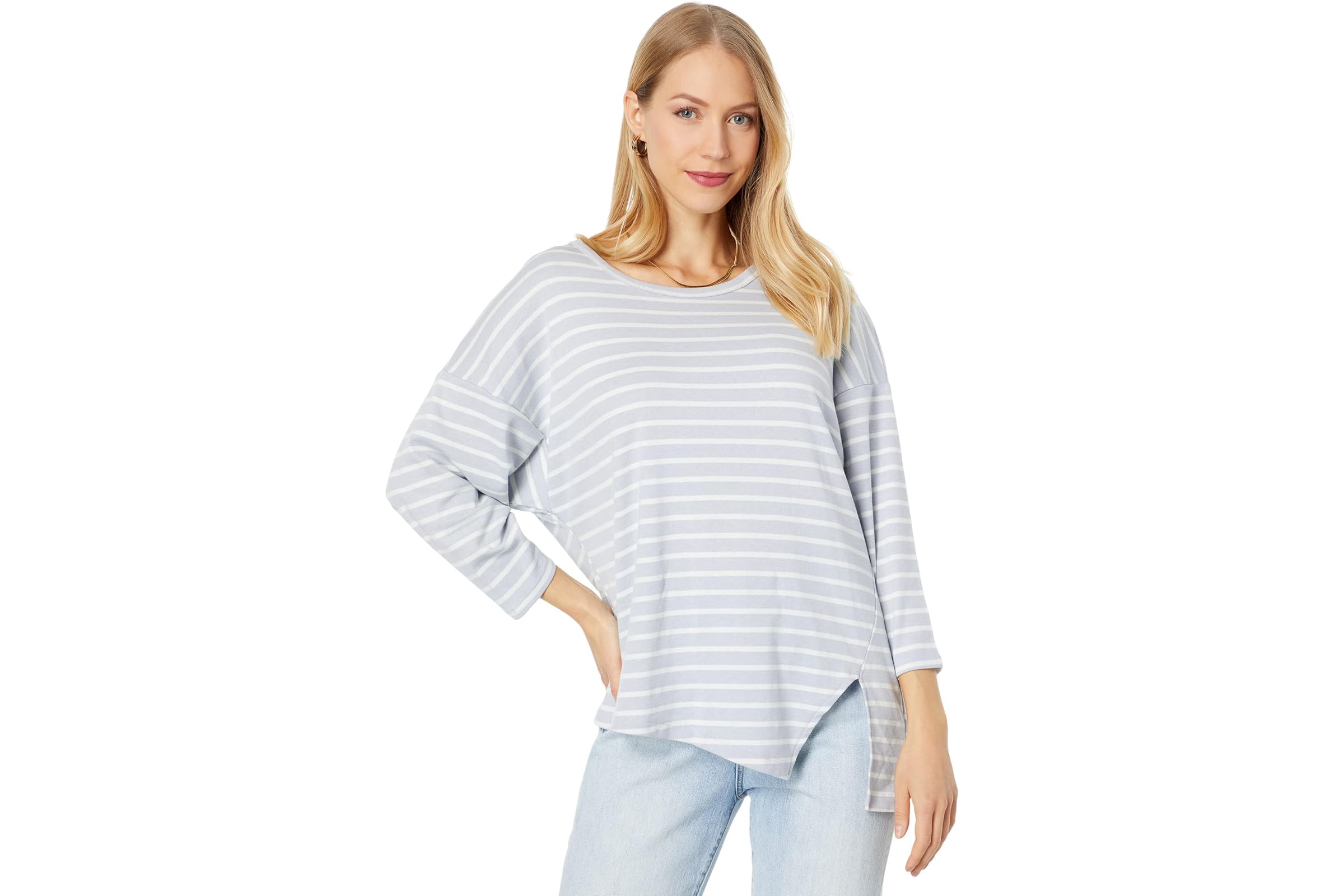 Three Dots Stripe Asymmetric Tee