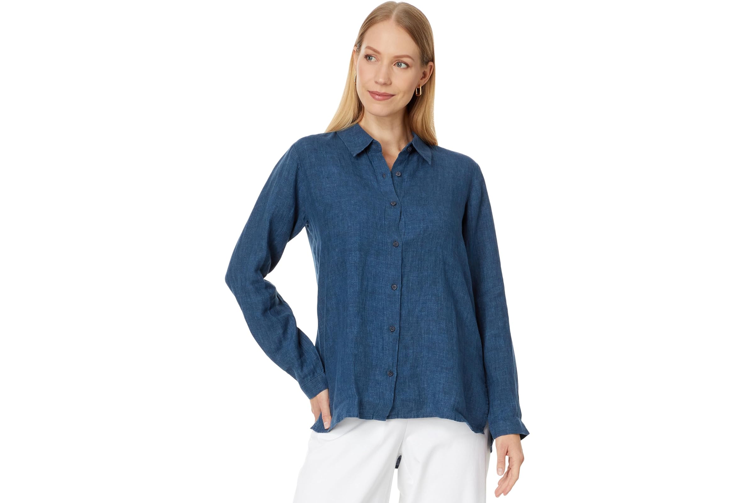 Eileen Fisher Petite Classic Collar Long Shirt
