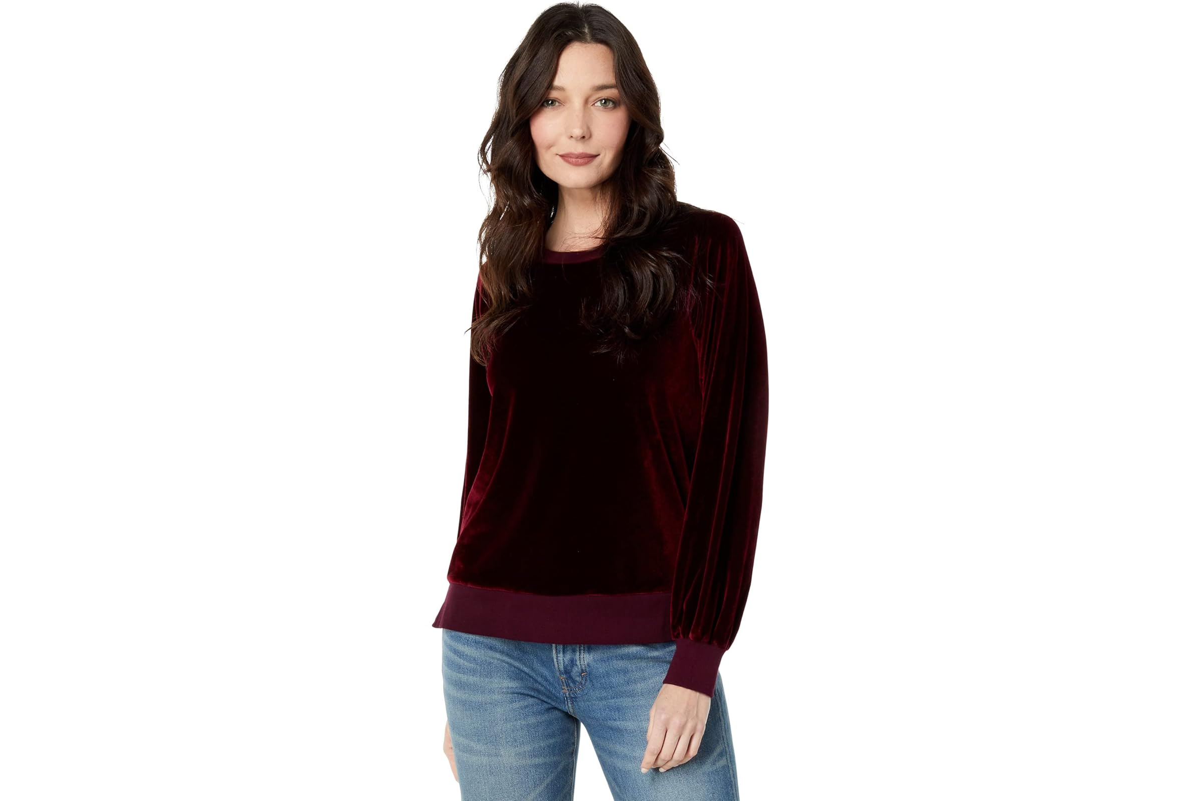 Mod-o-doc Stretch Velvet Long Sleeve Crew Neck Sweatshirt