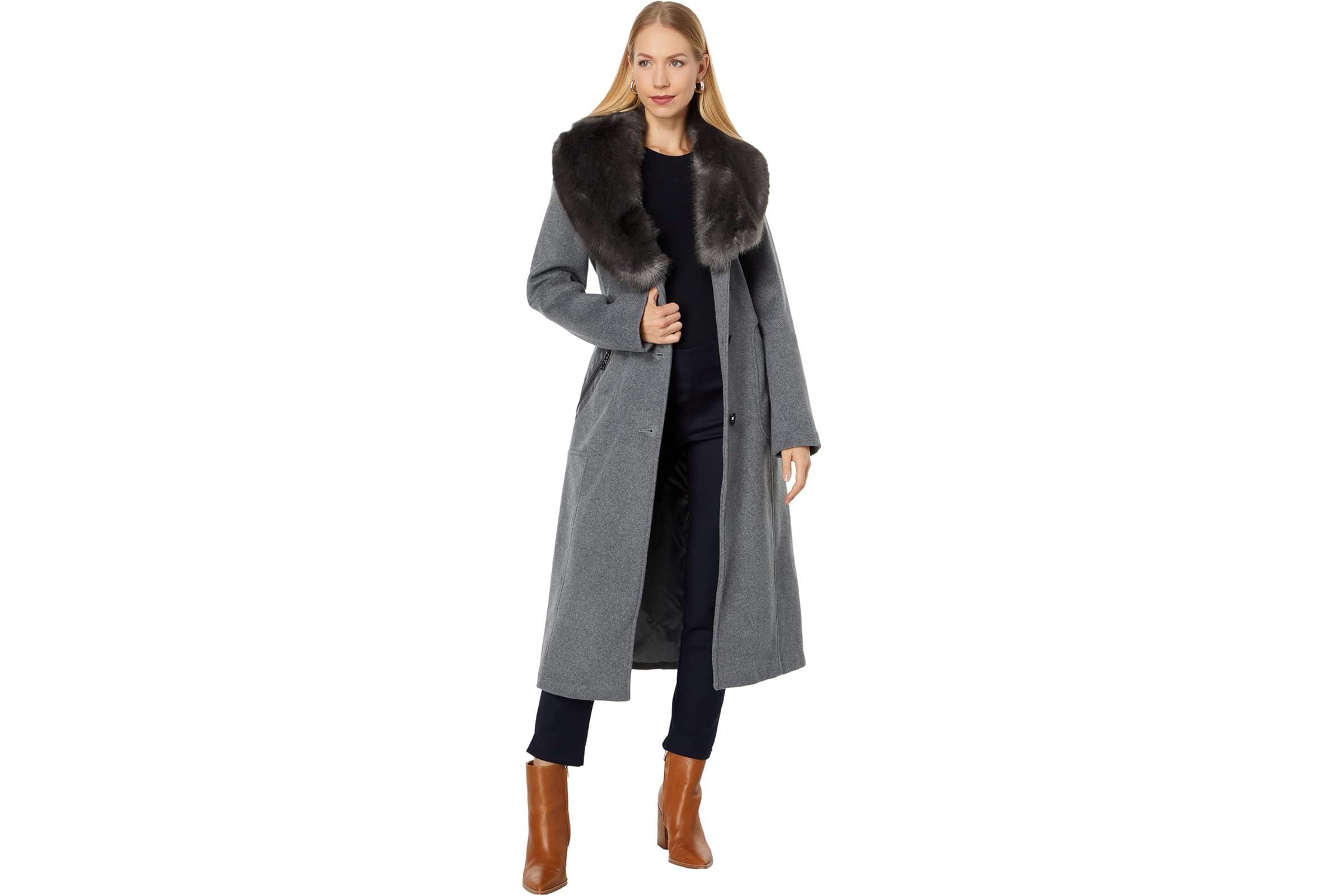 Vince Camuto Wool Coat w Faux Fur V20741-ZU 66490₽