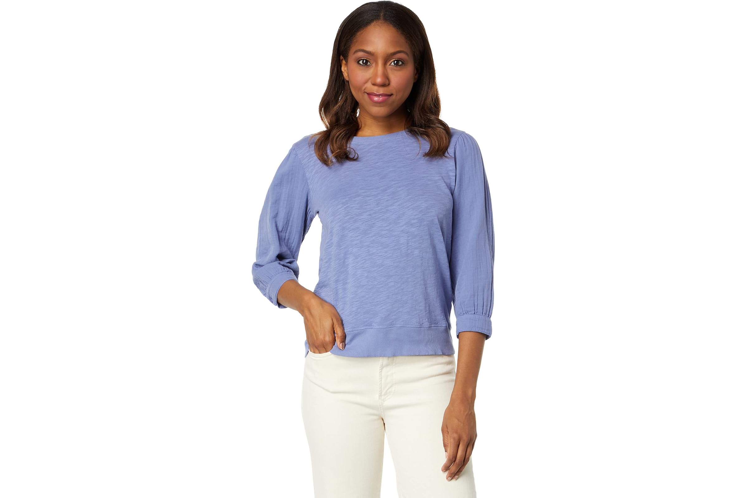 Mod-o-doc Slub Jersey 3/4 Sleeve Mix Media Sweatshirt