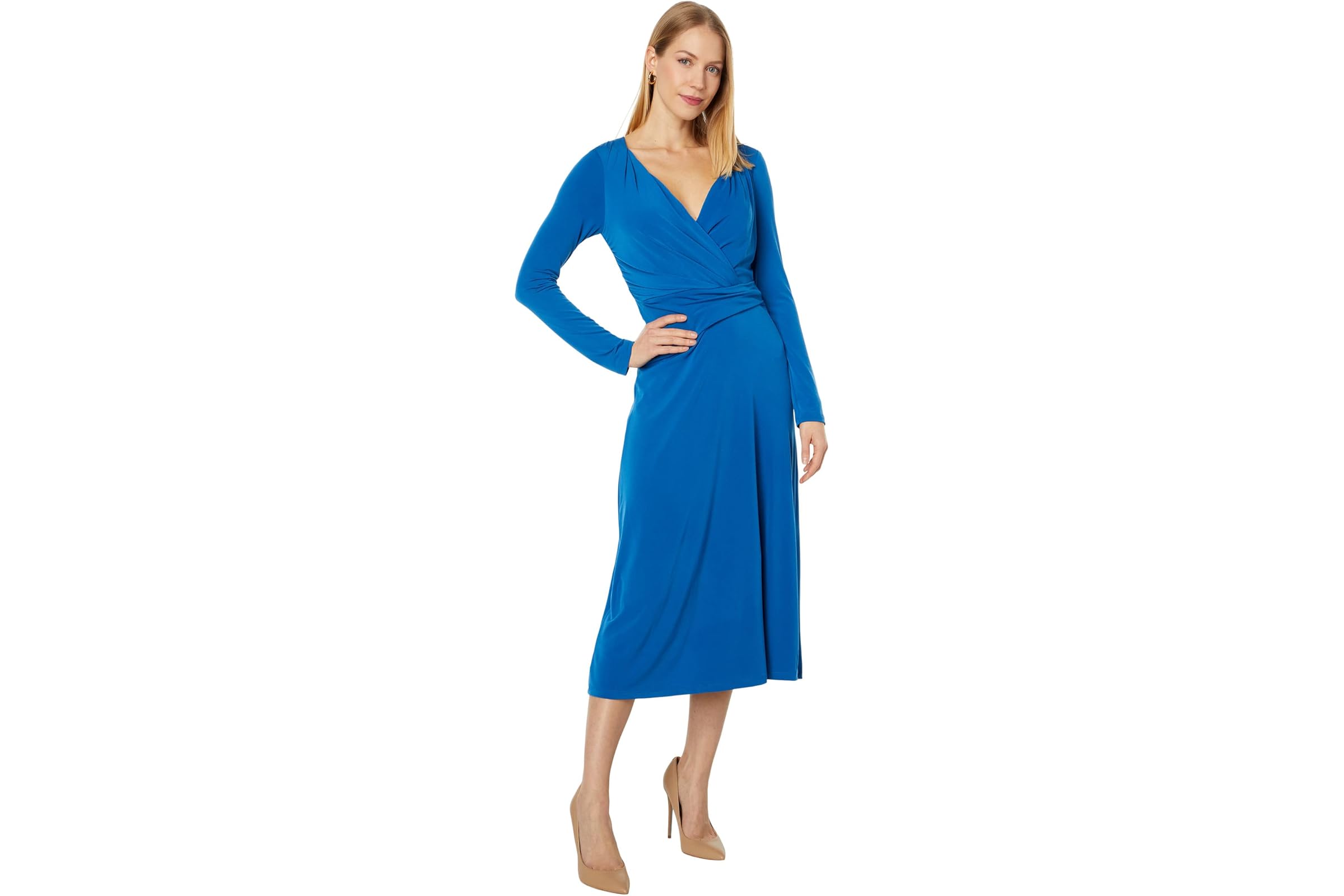 Maggy London Long Sleeve V-Neck Wrap Dress