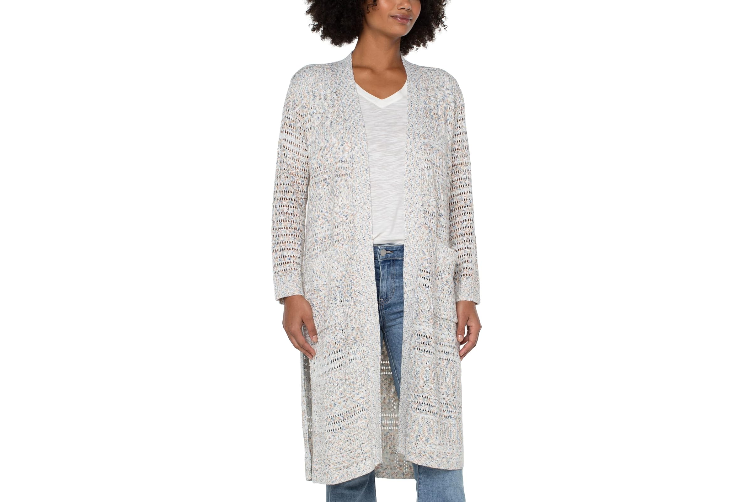 Liverpool Los Angeles Long Sleeve Open Front Long Line Cardigan Sweater