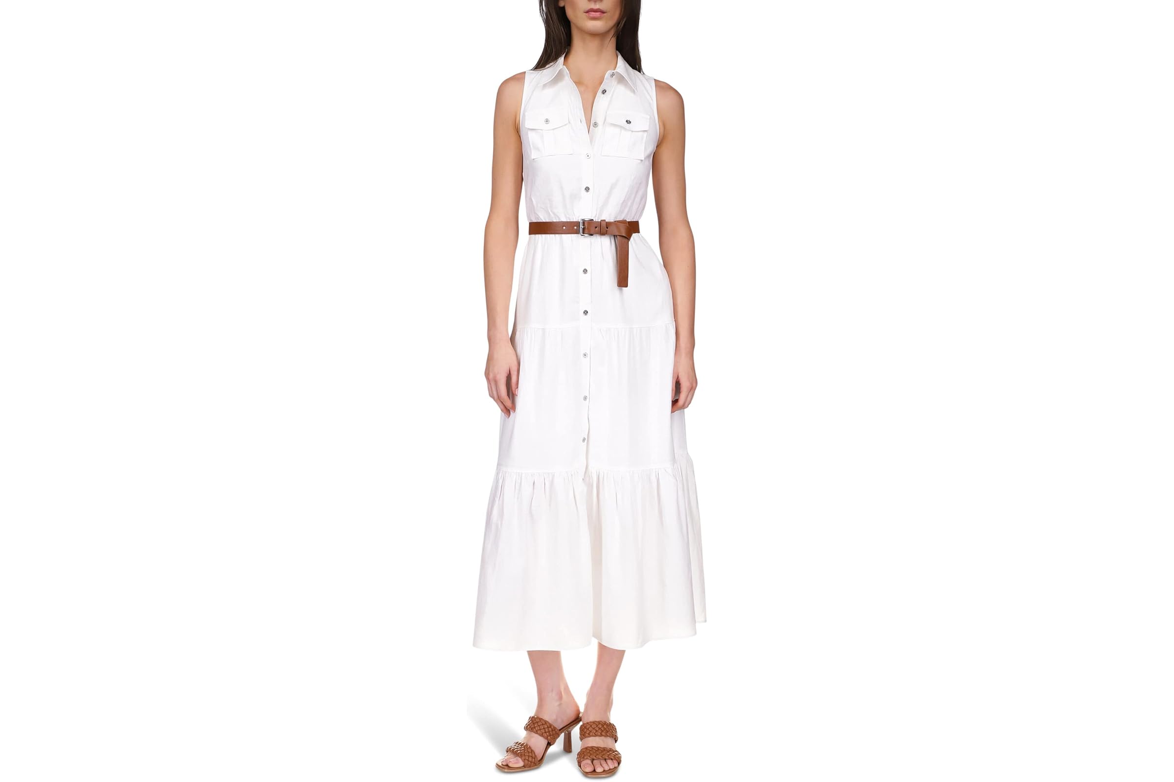 MICHAEL Michael Kors Linen Slub Tiered Dress 39290₽