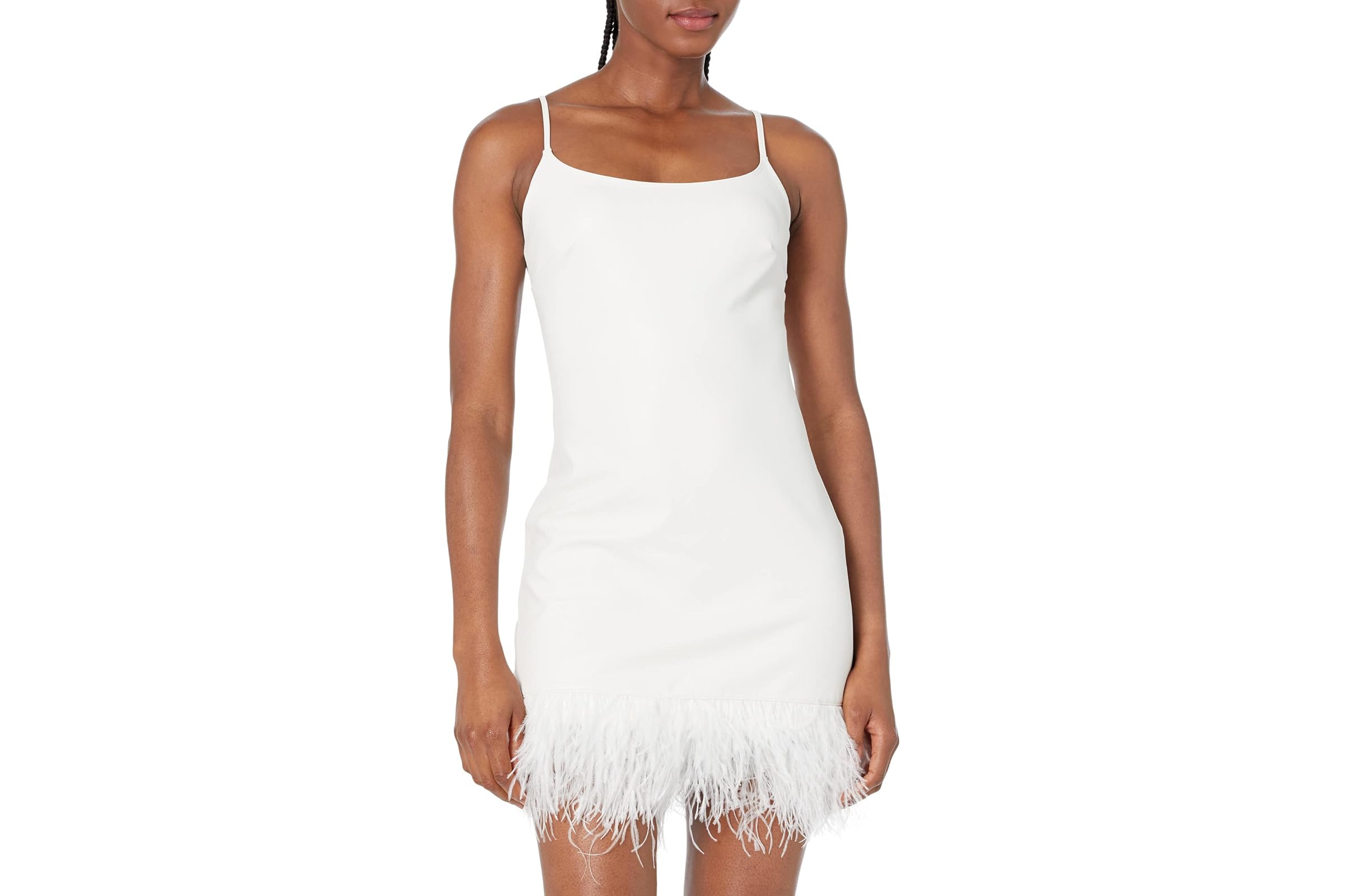 Commando Faux Leather Spaghetti Strap A-Line Dress w Feathers FLT308 13690₽