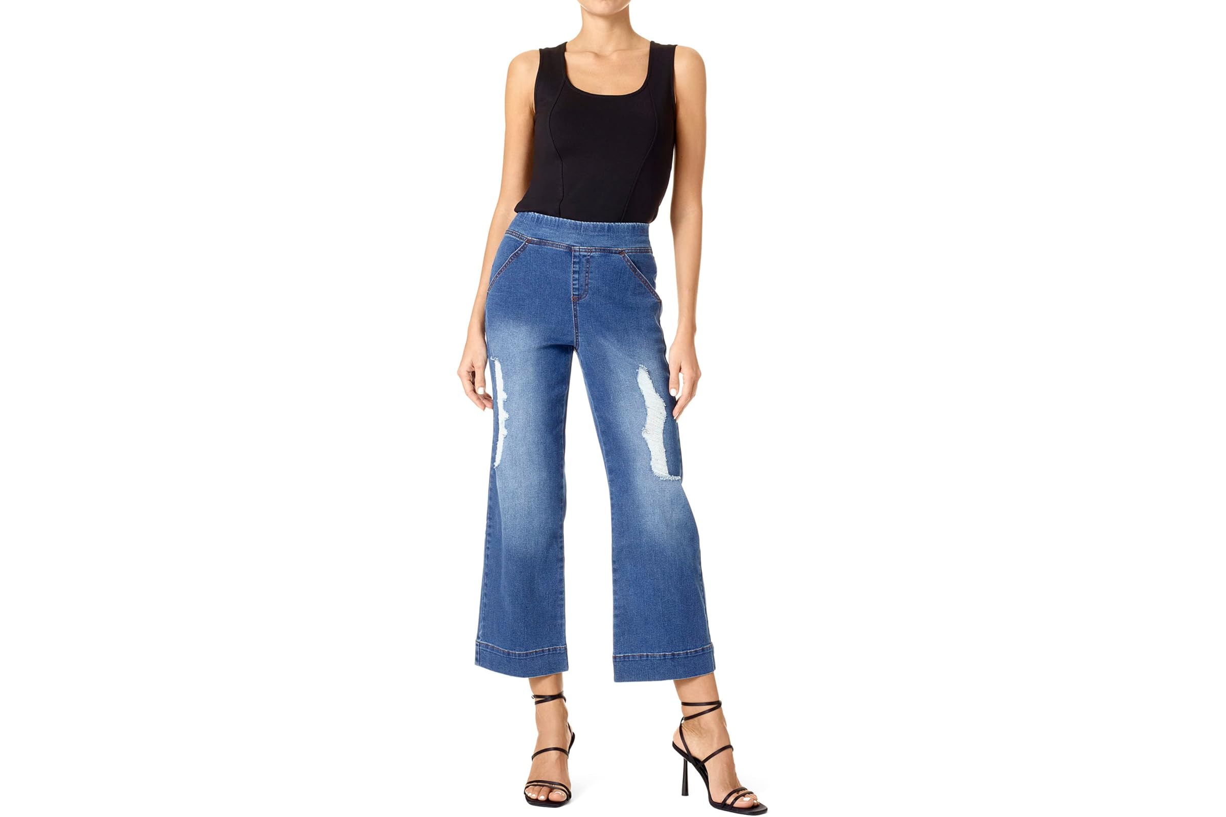 HUE High-Rise Shredded Cropped Denim Flare 9790₽