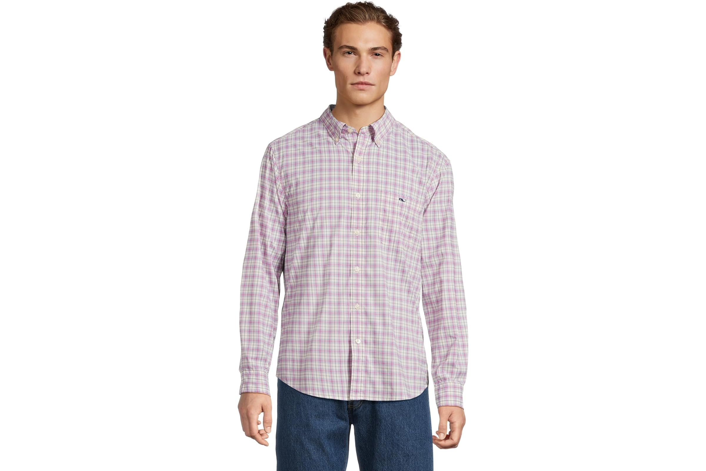 Мужская рубашка Vineyard Vines Plaid On-The-Go Nylon Shirt 13490₽